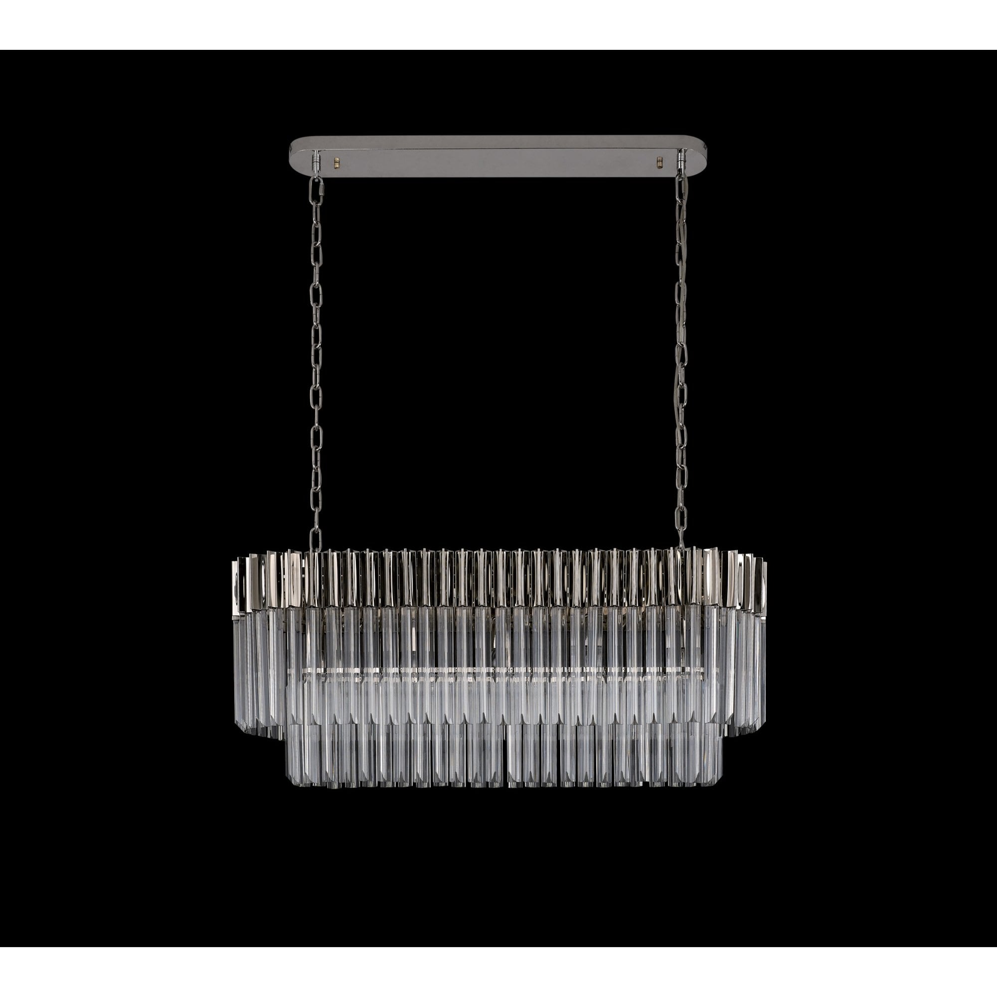 Fabula Cedar 5 Light Rectangular Pendant - Polished Nickel & Clear Sculpted Glass