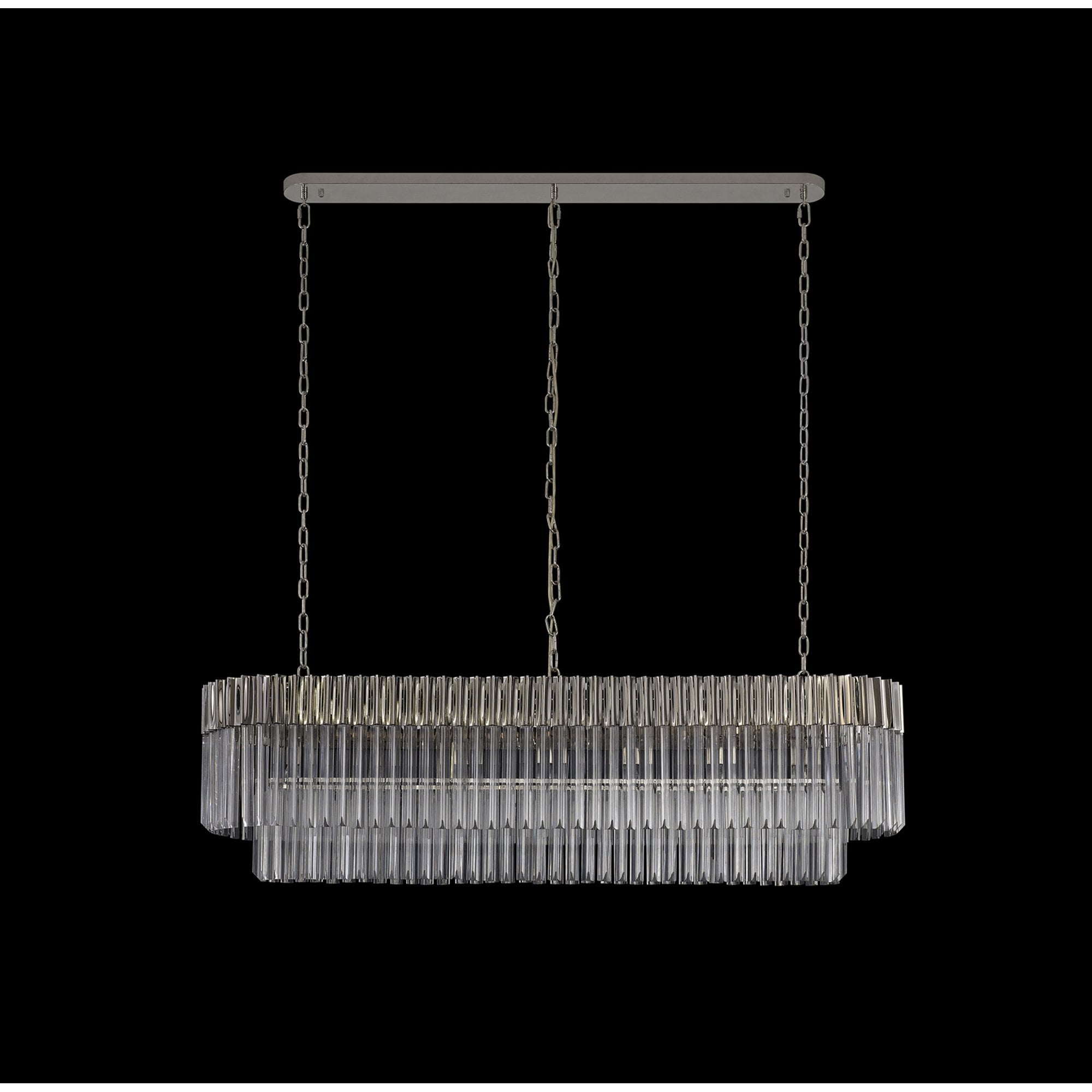Fabula Cedar 7 Light Rectangular Pendant - Polished Nickel & Clear Sculpted Glass