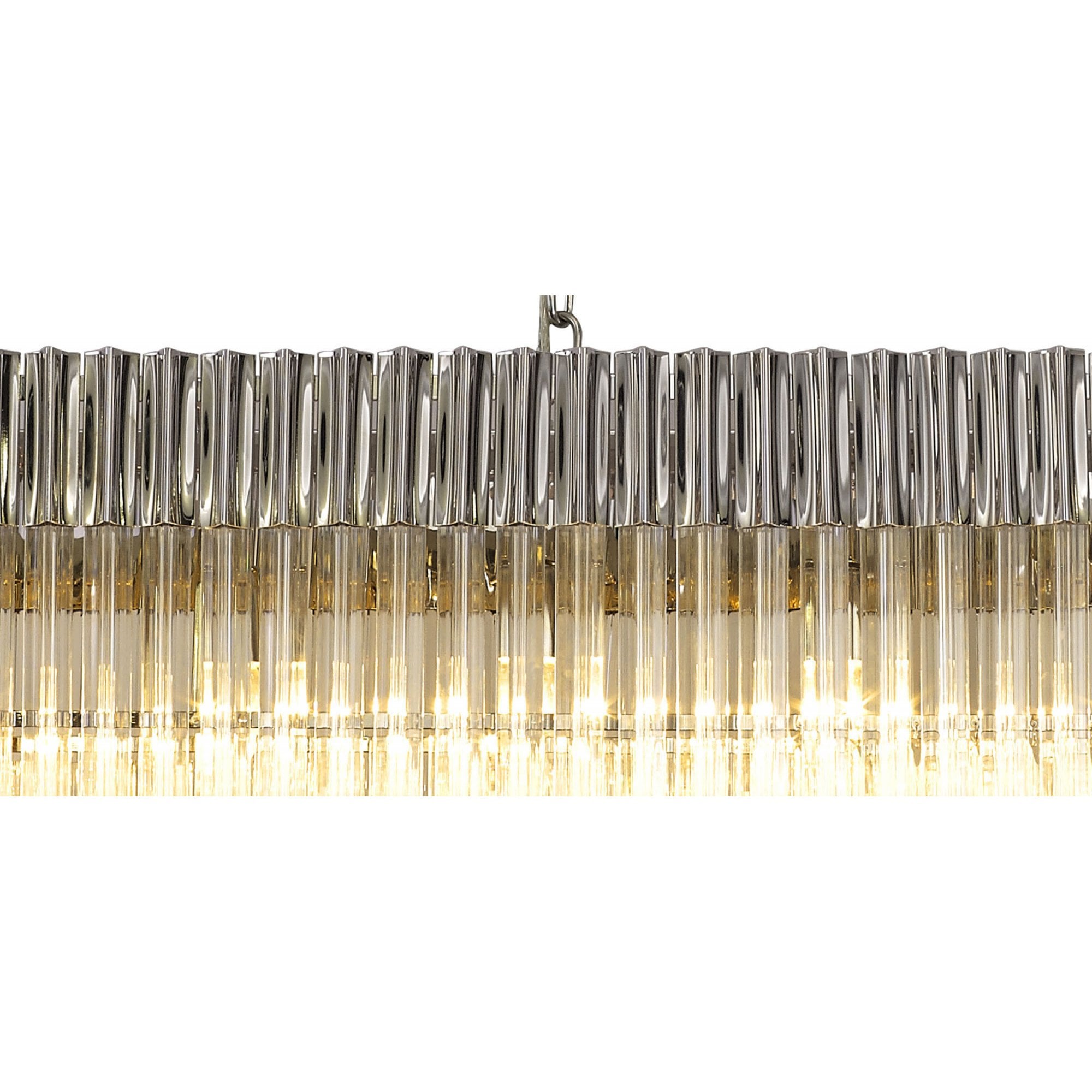 Fabula Cedar 7 Light Rectangular Pendant - Polished Nickel & Clear Sculpted Glass