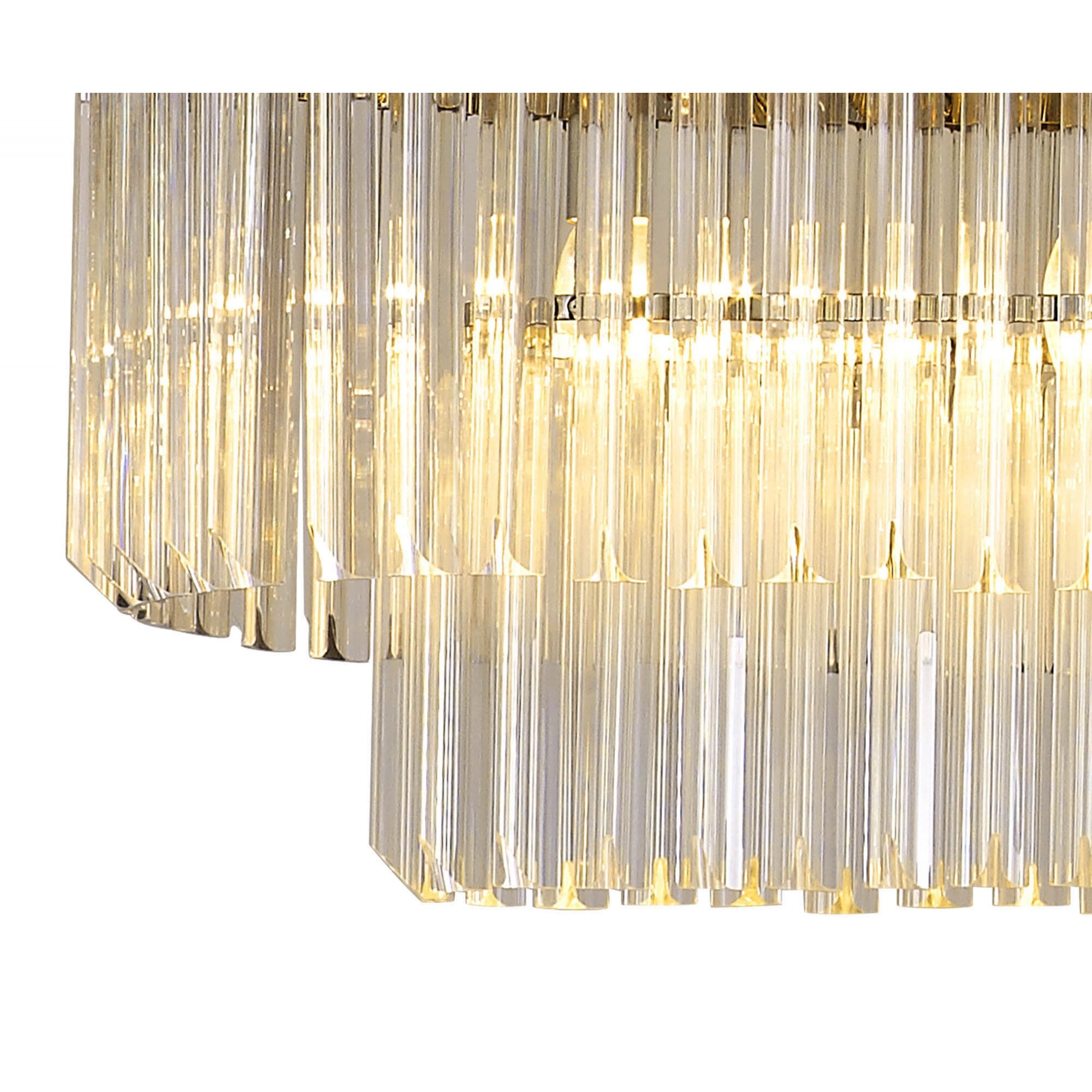 Fabula Cedar 7 Light Rectangular Pendant - Polished Nickel & Clear Sculpted Glass
