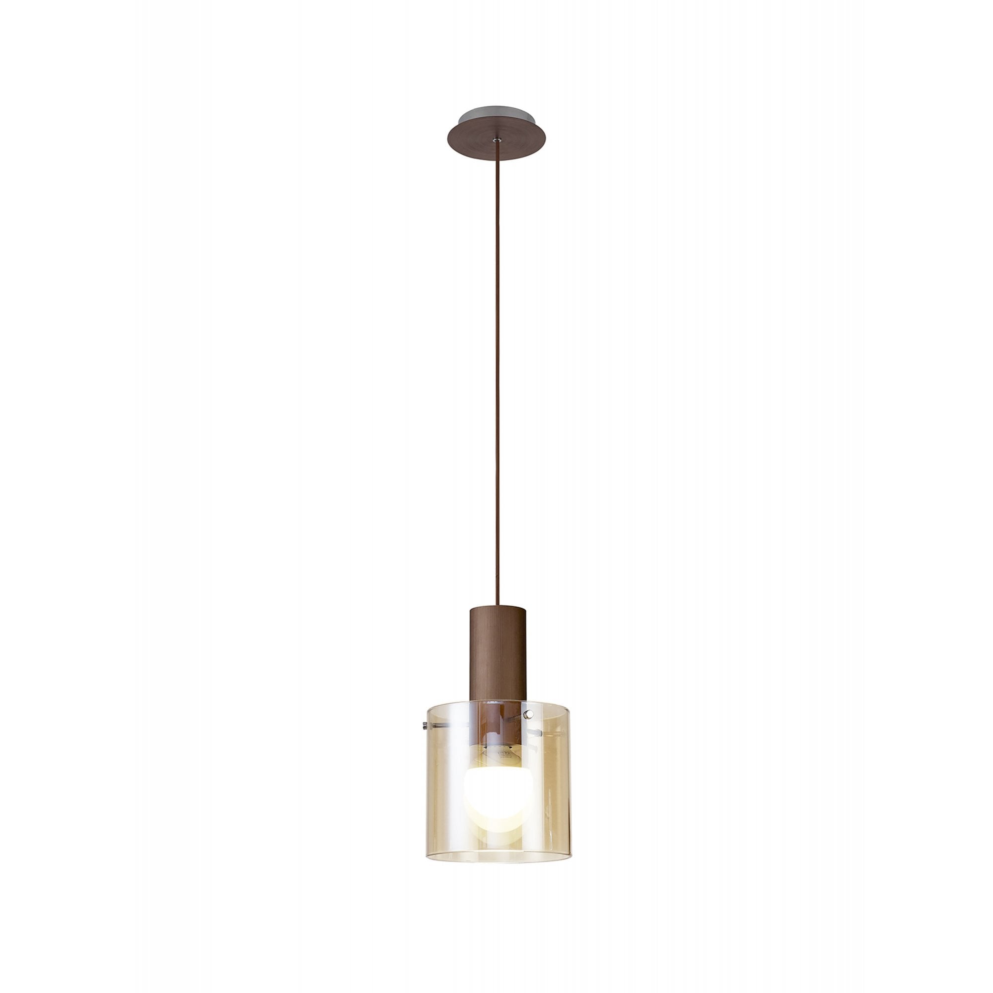 Fabula Kendon Single Adjustable Pendant - Mocha & Amber Glass