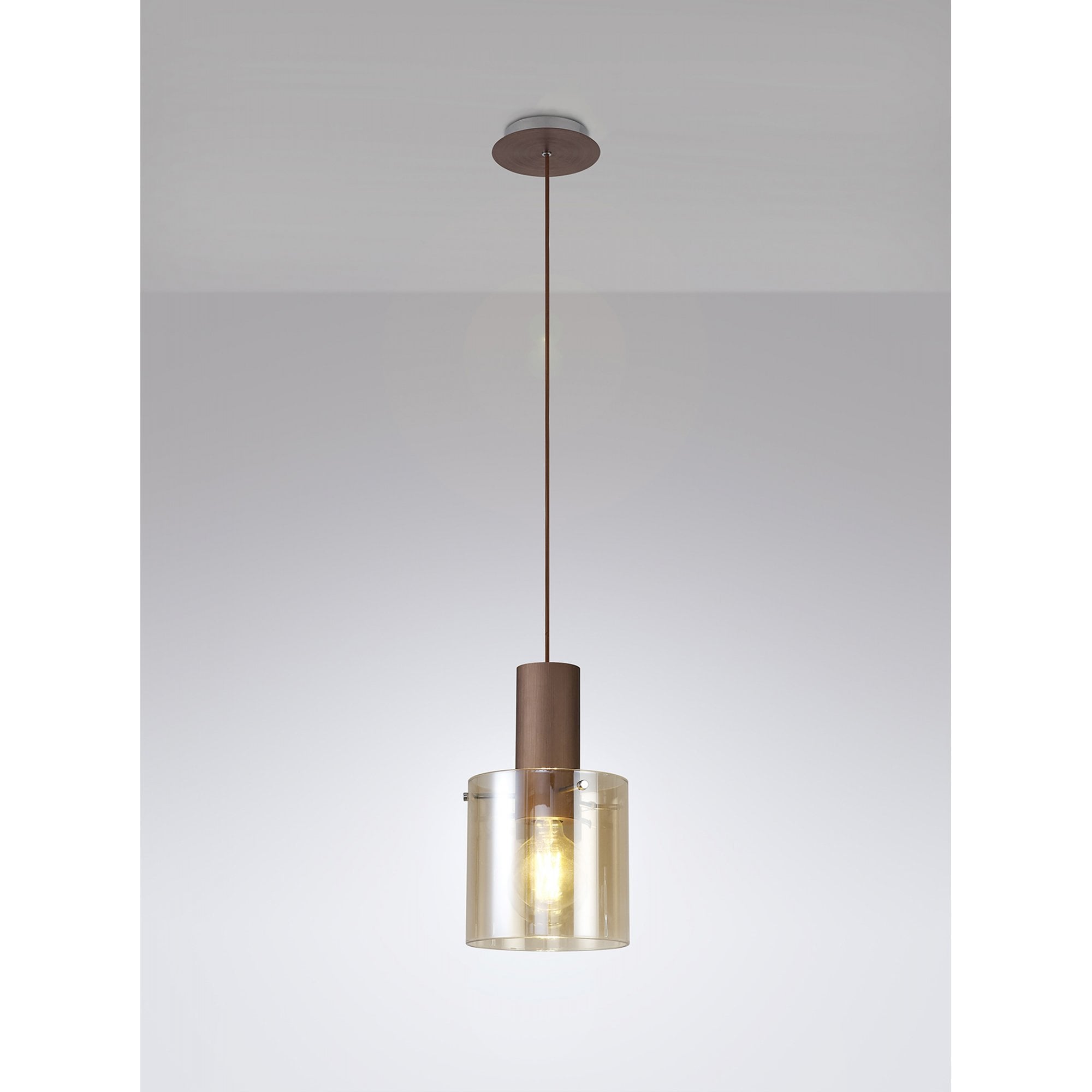 Fabula Kendon Single Adjustable Pendant - Mocha & Amber Glass