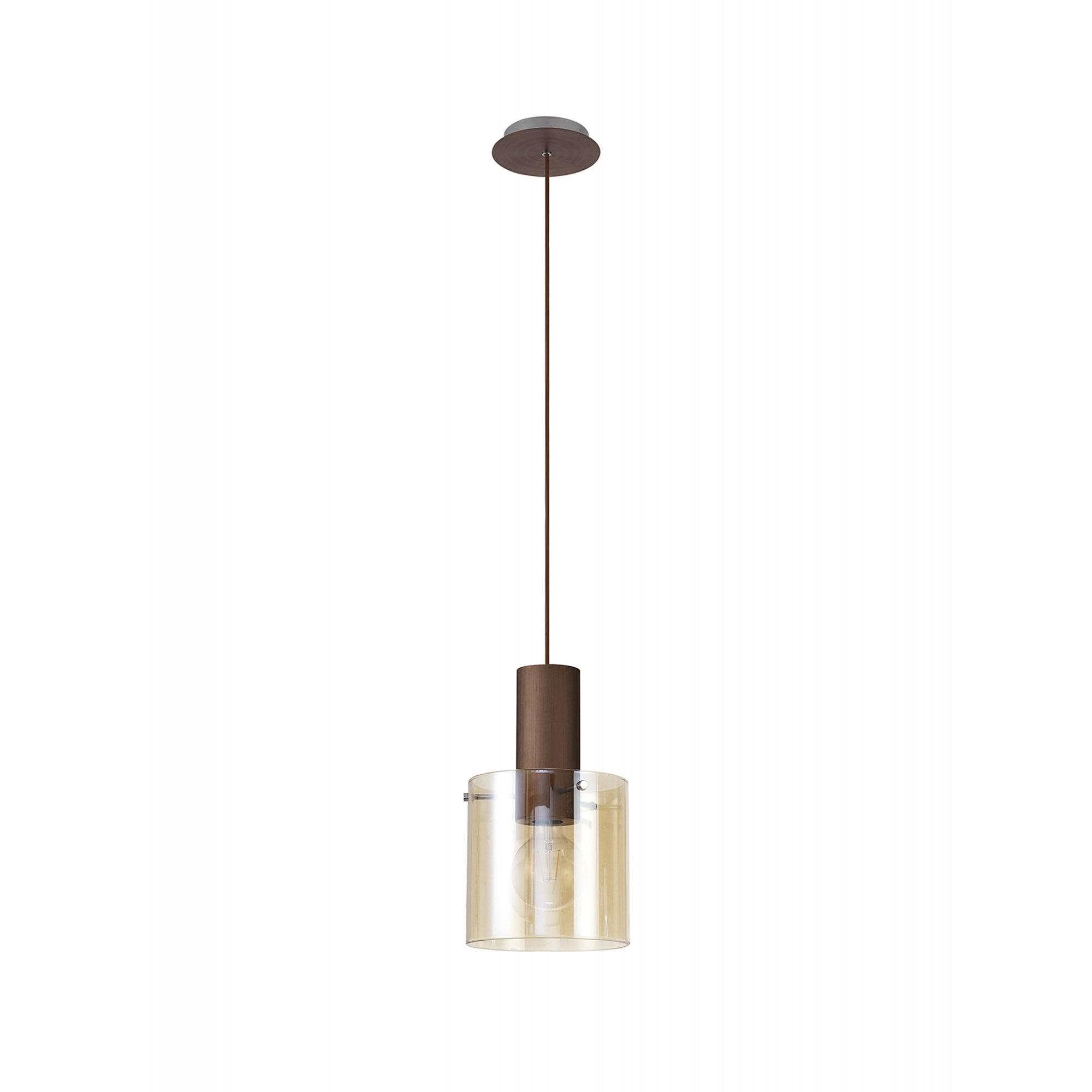 Fabula Kendon Single Adjustable Pendant - Mocha & Amber Glass