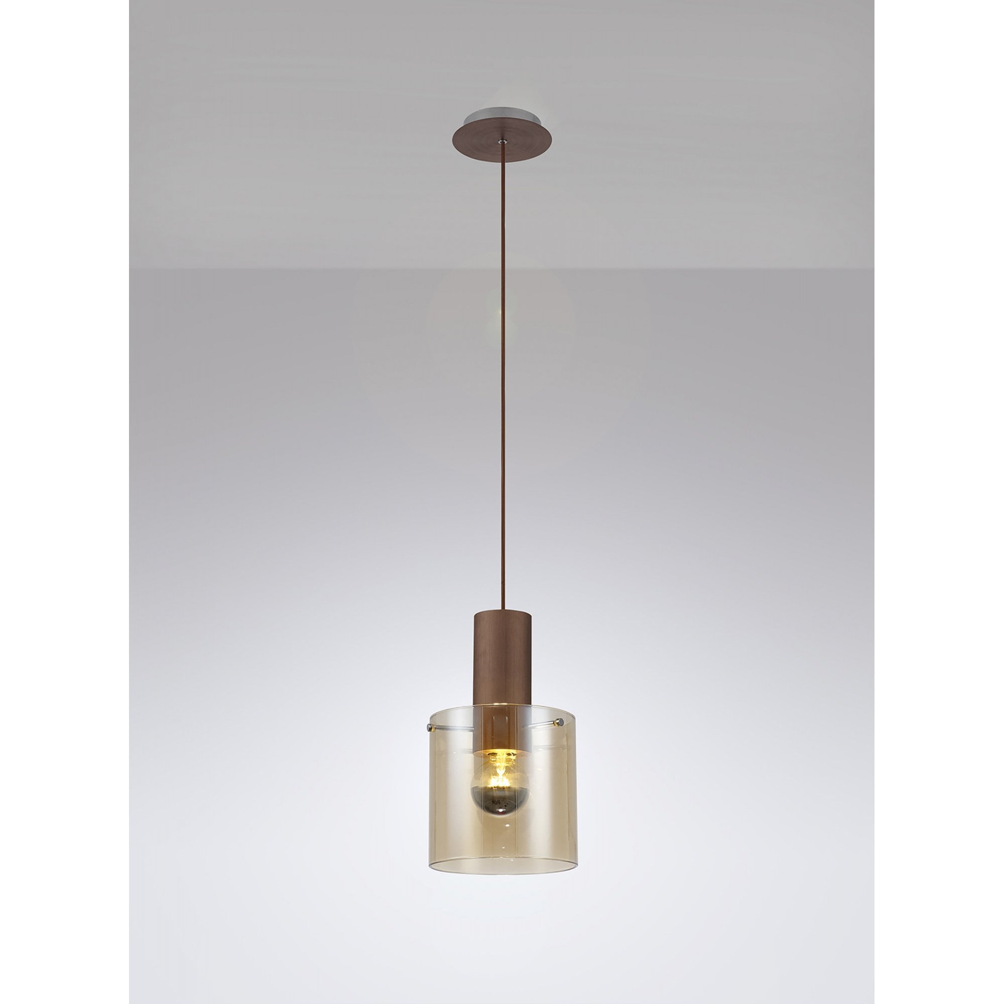 Fabula Kendon Single Adjustable Pendant - Mocha & Amber Glass