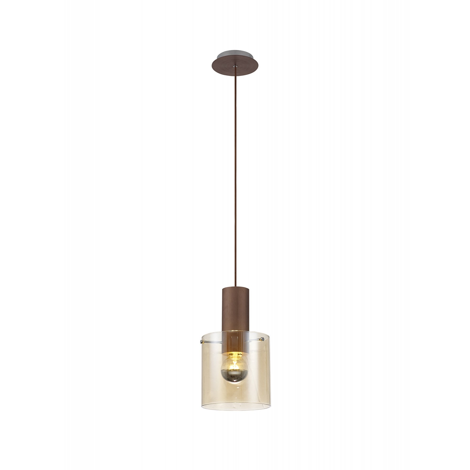 Fabula Kendon Single Adjustable Pendant - Mocha & Amber Glass