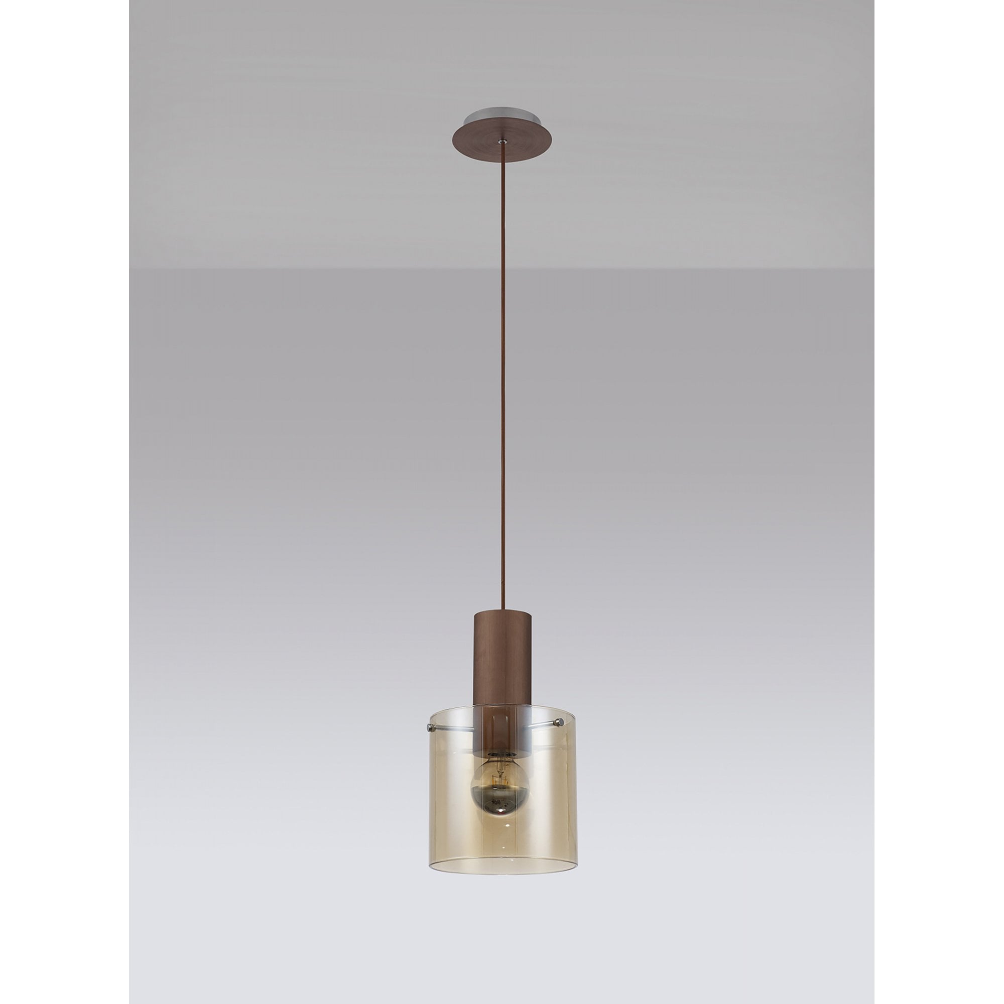 Fabula Kendon Single Adjustable Pendant - Mocha & Amber Glass