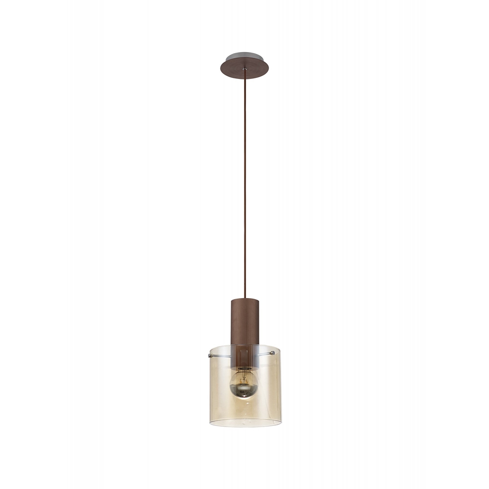 Fabula Kendon Single Adjustable Pendant - Mocha & Amber Glass