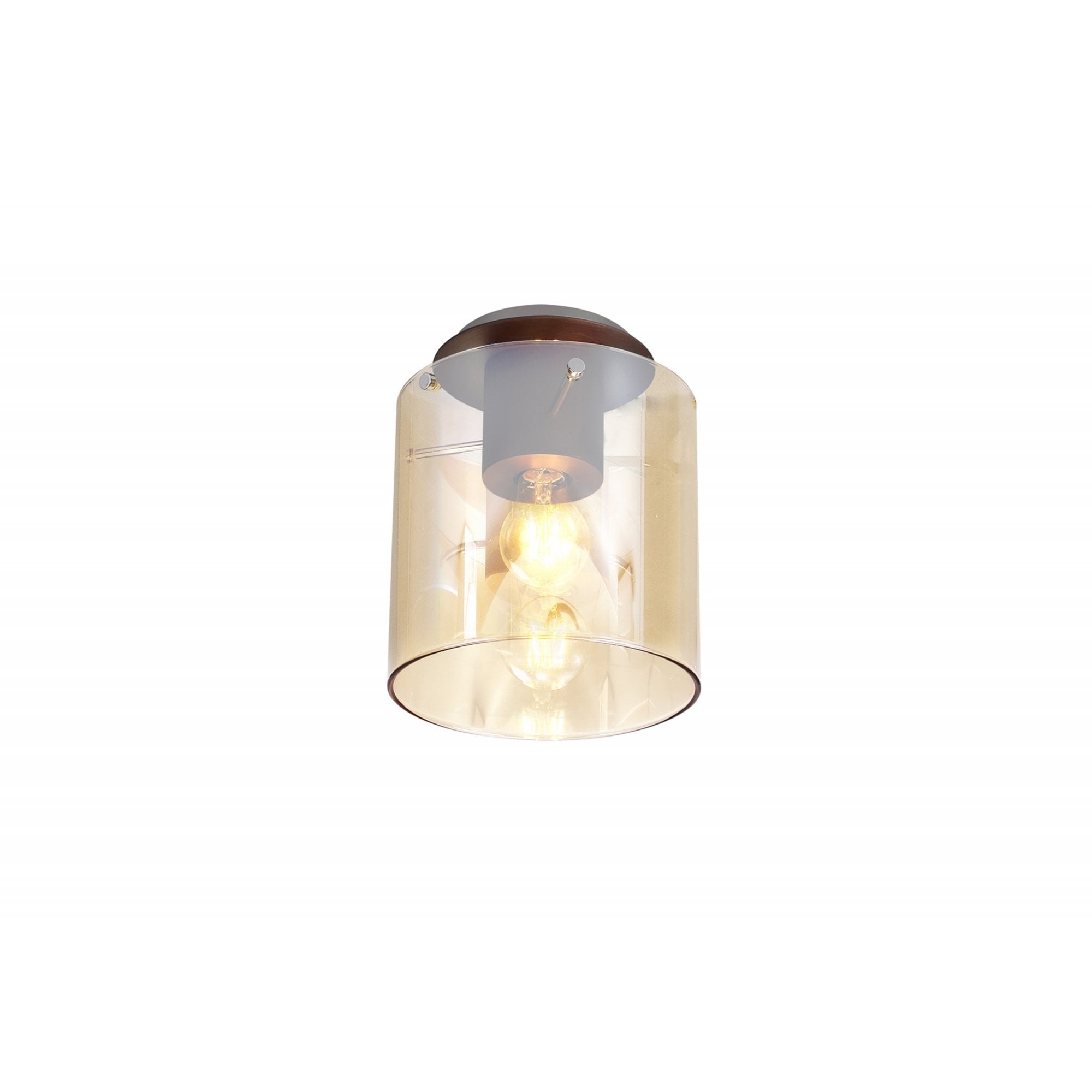 Fabula Kendon Single Round Flush Light - Mocha & Amber Glass