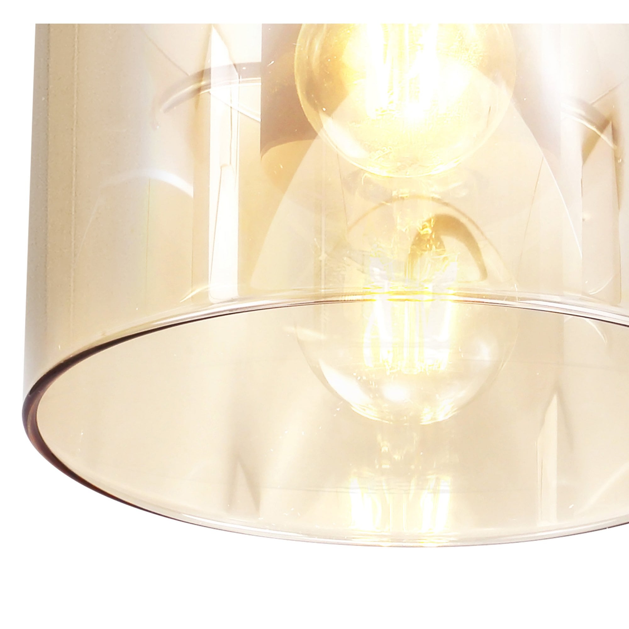 Fabula Kendon Single Round Flush Light - Mocha & Amber Glass