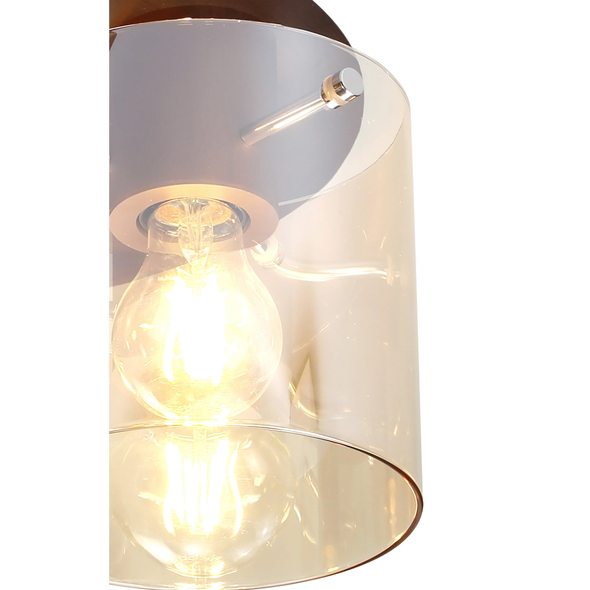 Fabula Kendon 3 Light Round Flush Light - Mocha & Amber Glass