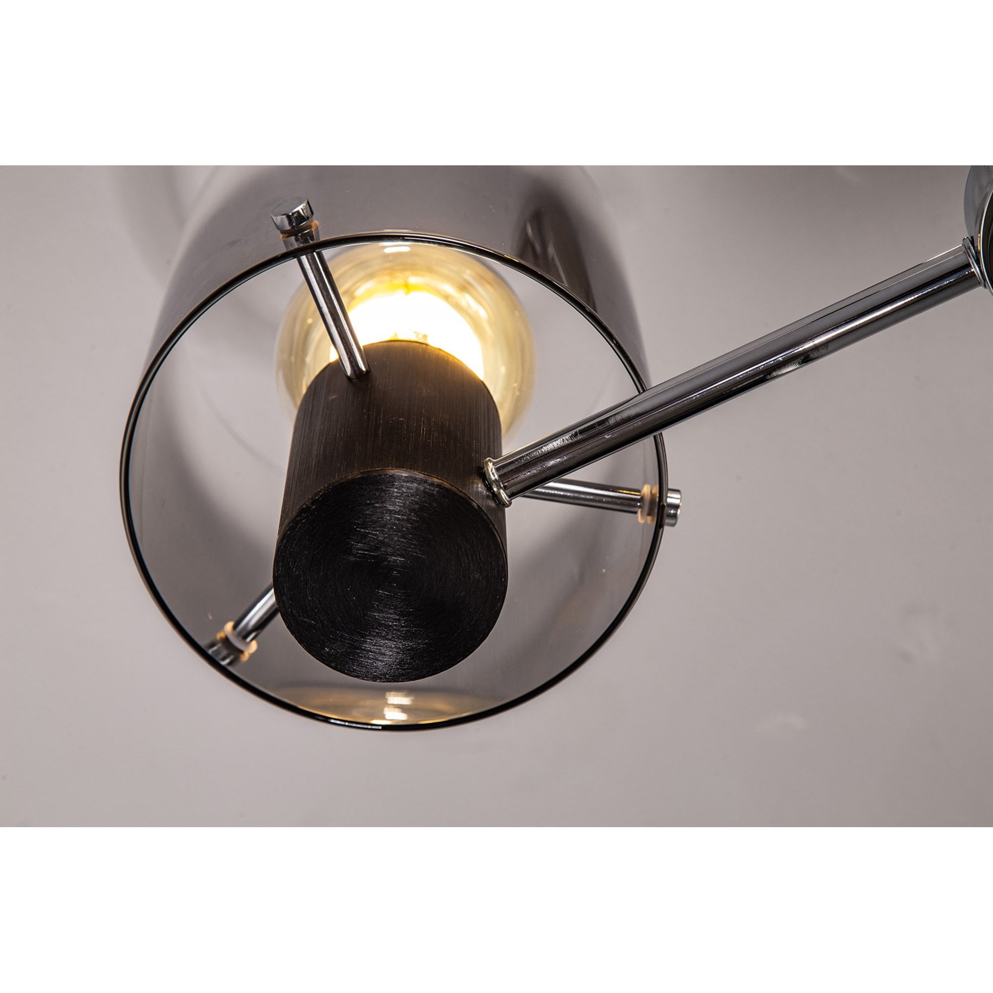 Fabula Kendon 3 Light Semi-Flush Light - Black & Smoke Fade Glass