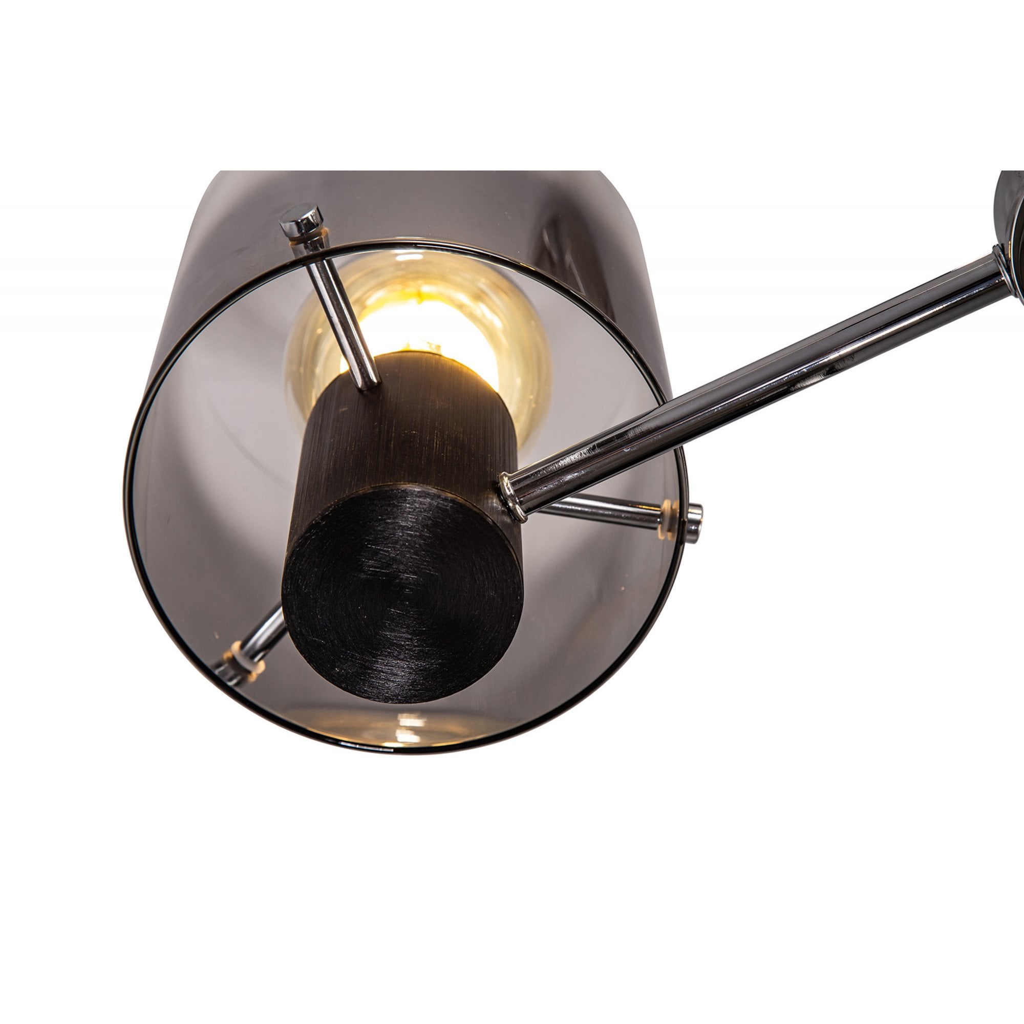 Fabula Kendon 3 Light Semi-Flush Light - Black & Smoke Fade Glass