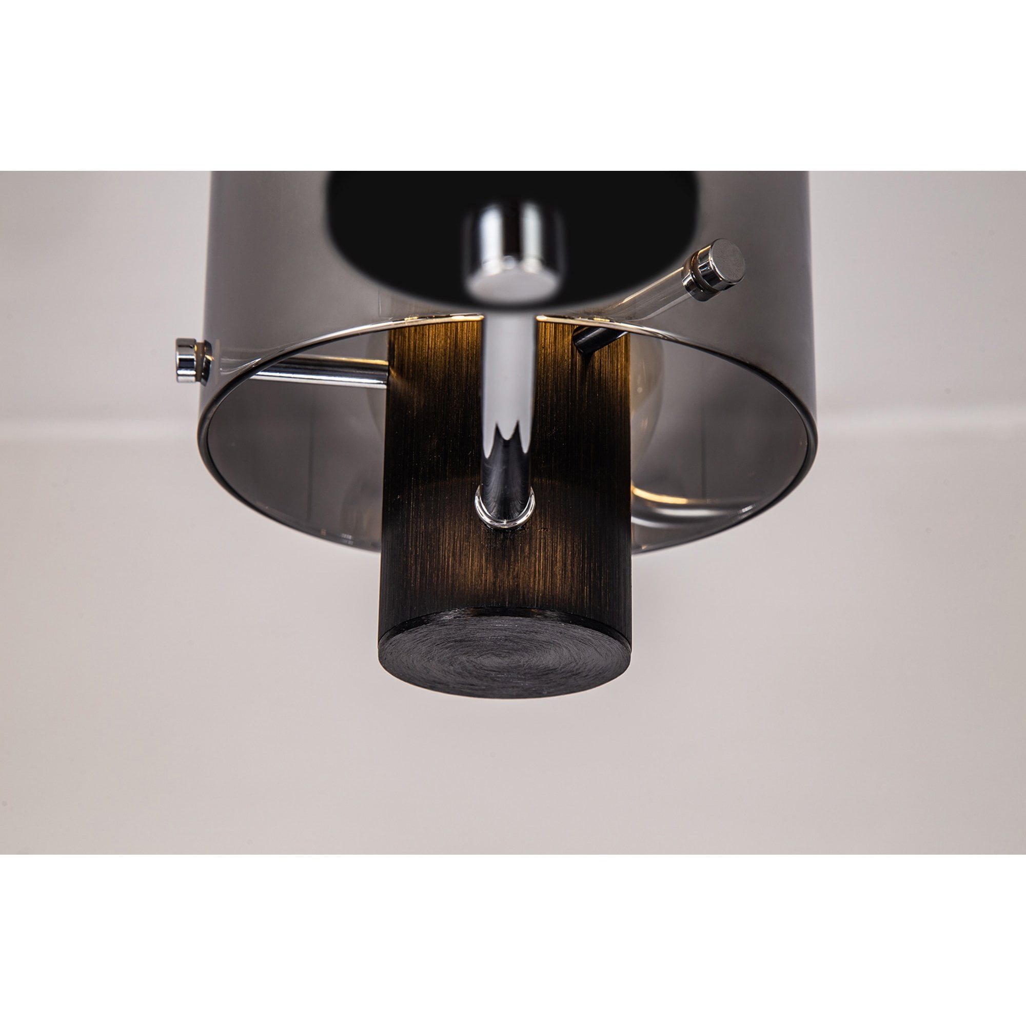 Fabula Kendon 3 Light Semi-Flush Light - Black & Smoke Fade Glass
