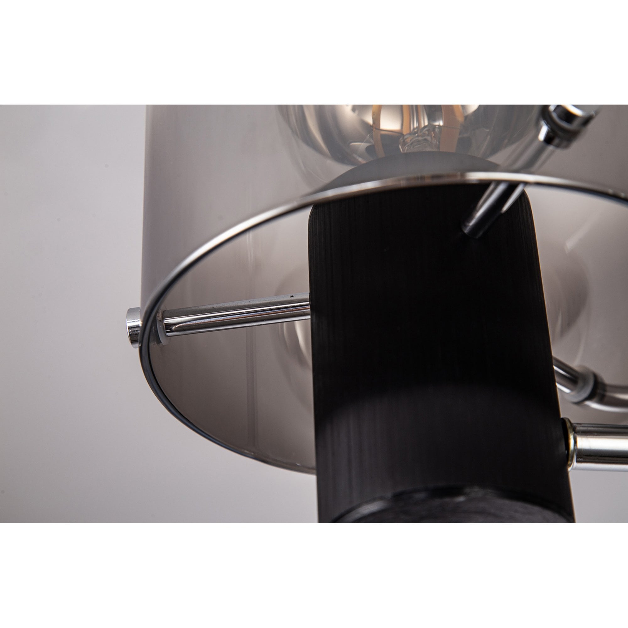 Fabula Kendon 3 Light Semi-Flush Light - Black & Smoke Fade Glass