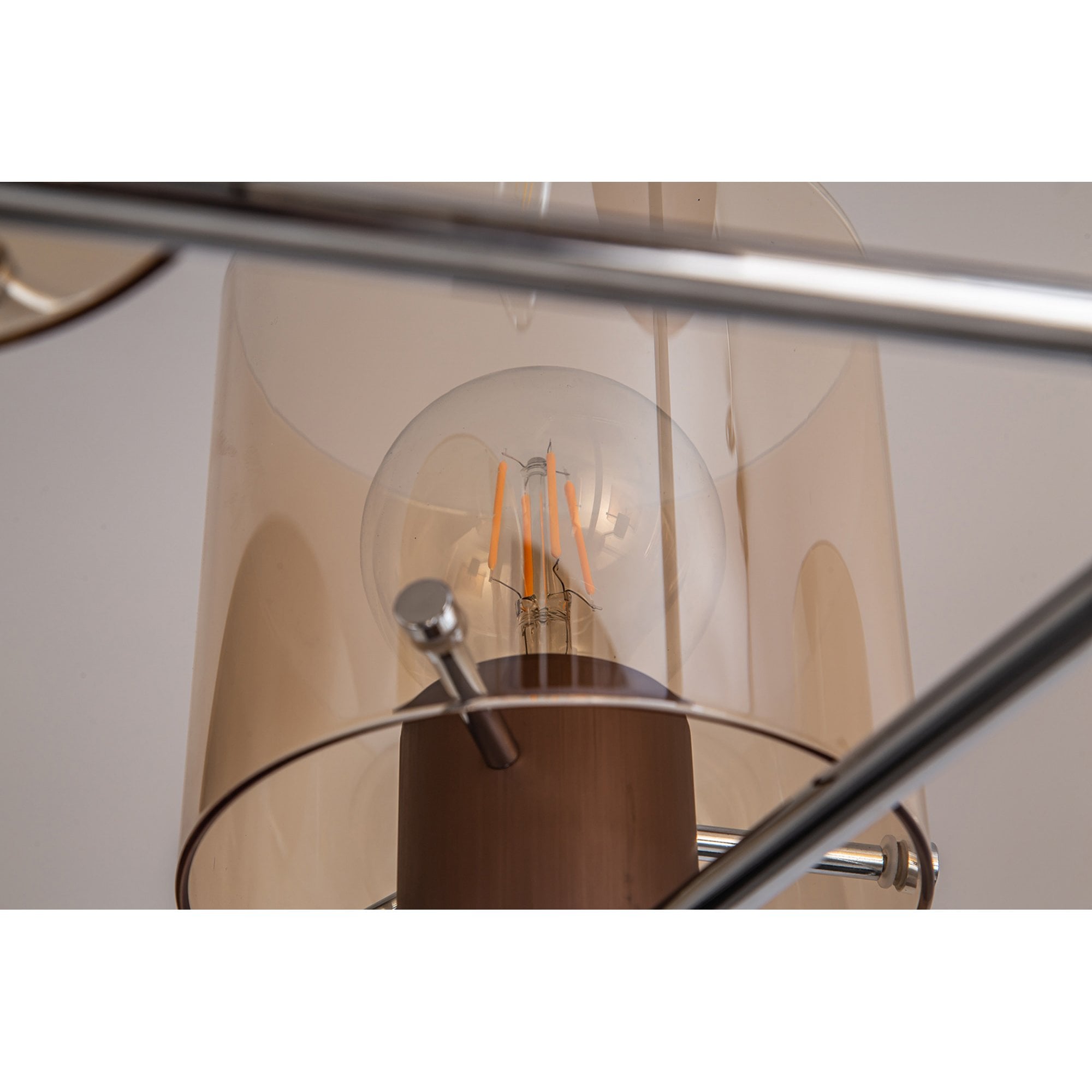 Fabula Kendon 5 Light Semi-Flush Light - Mocha & Amber Glass