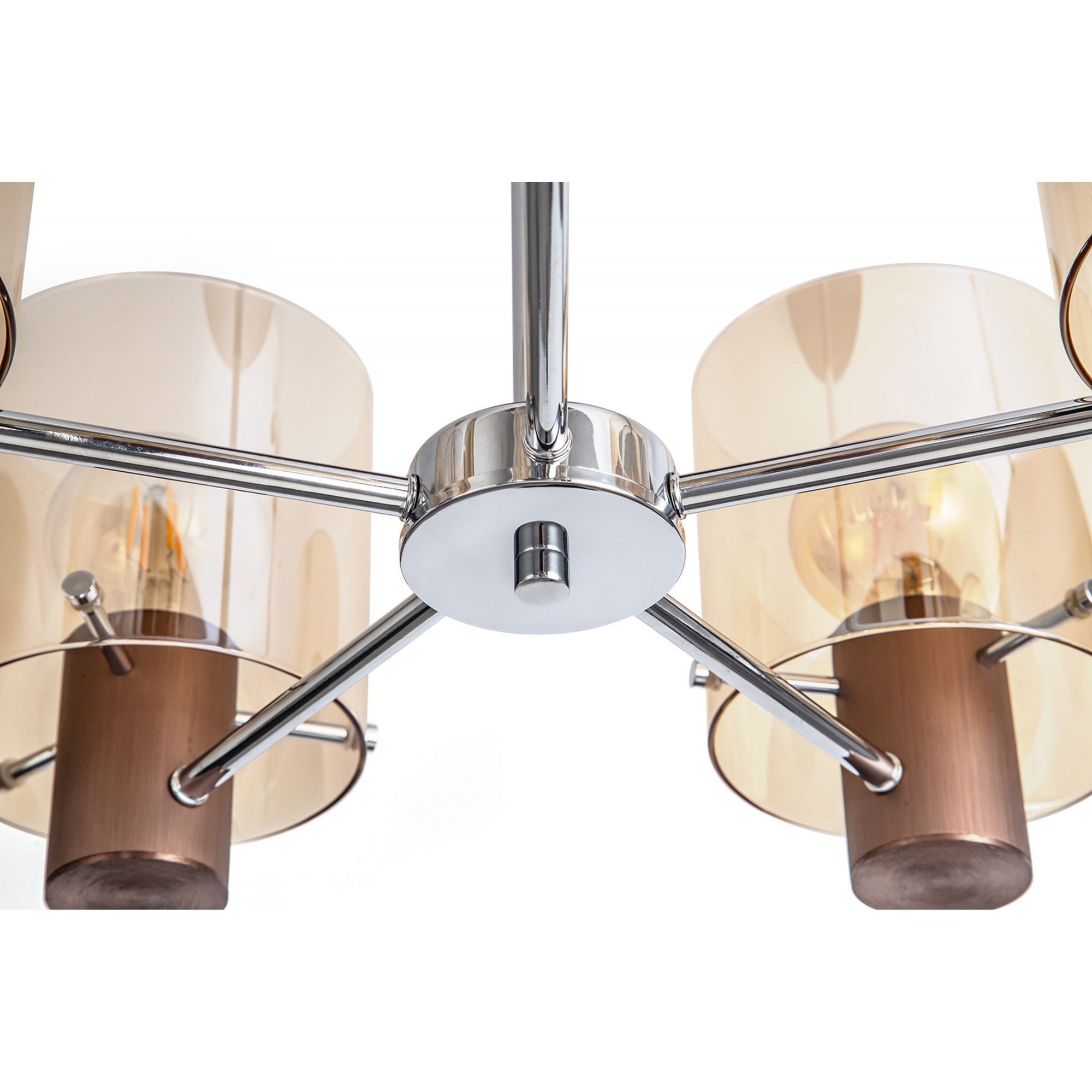 Fabula Kendon 5 Light Semi-Flush Light - Mocha & Amber Glass