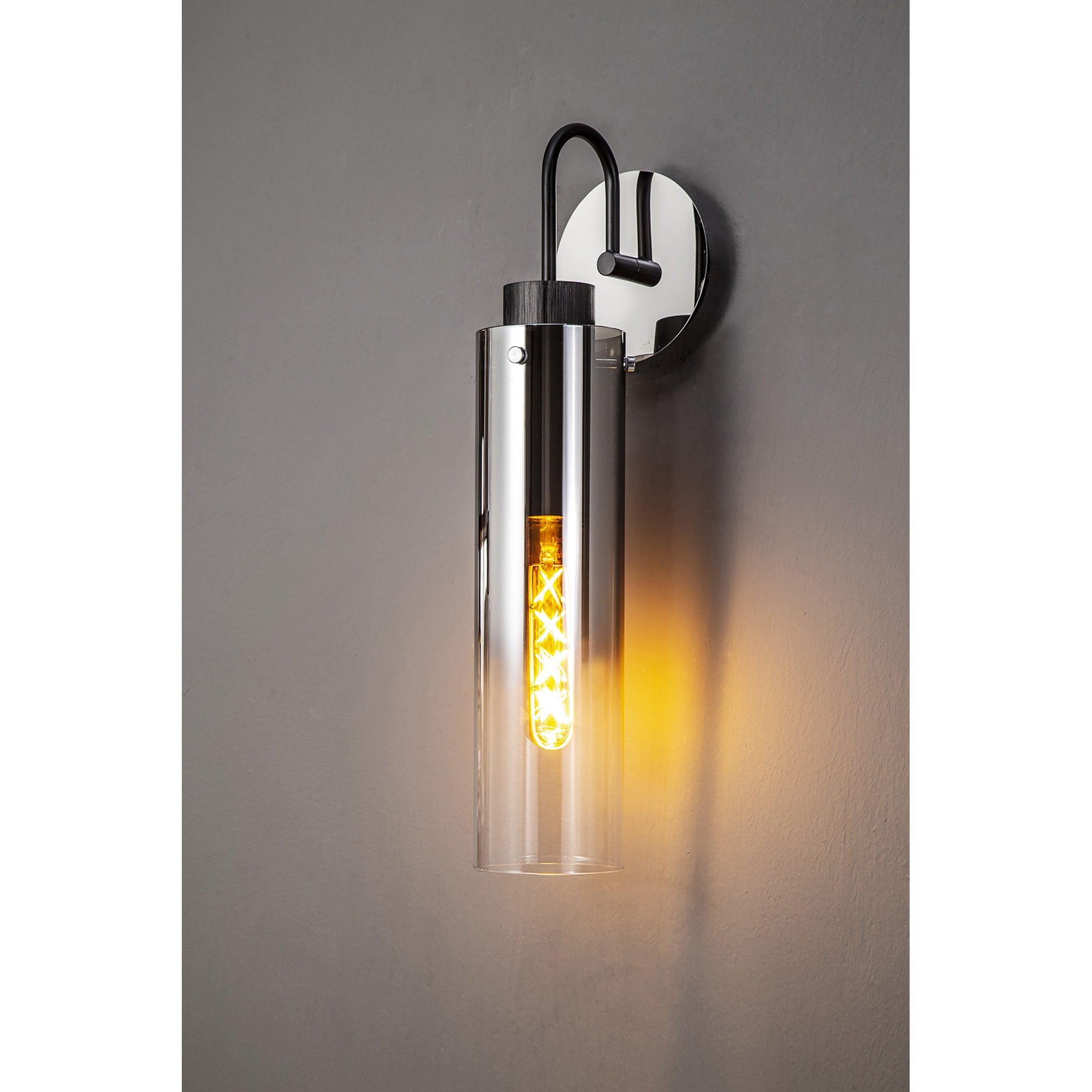 Fabula Kingfisher Single Wall Lamp - Black & Smoke Fade Glass