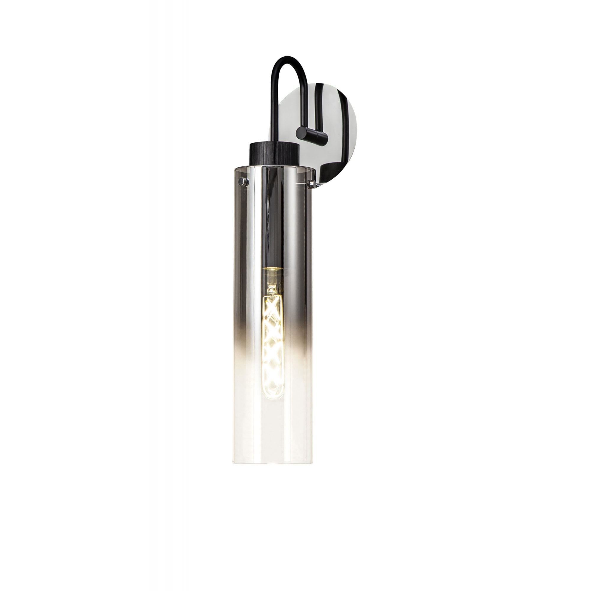 Fabula Kingfisher Single Wall Lamp - Black & Smoke Fade Glass