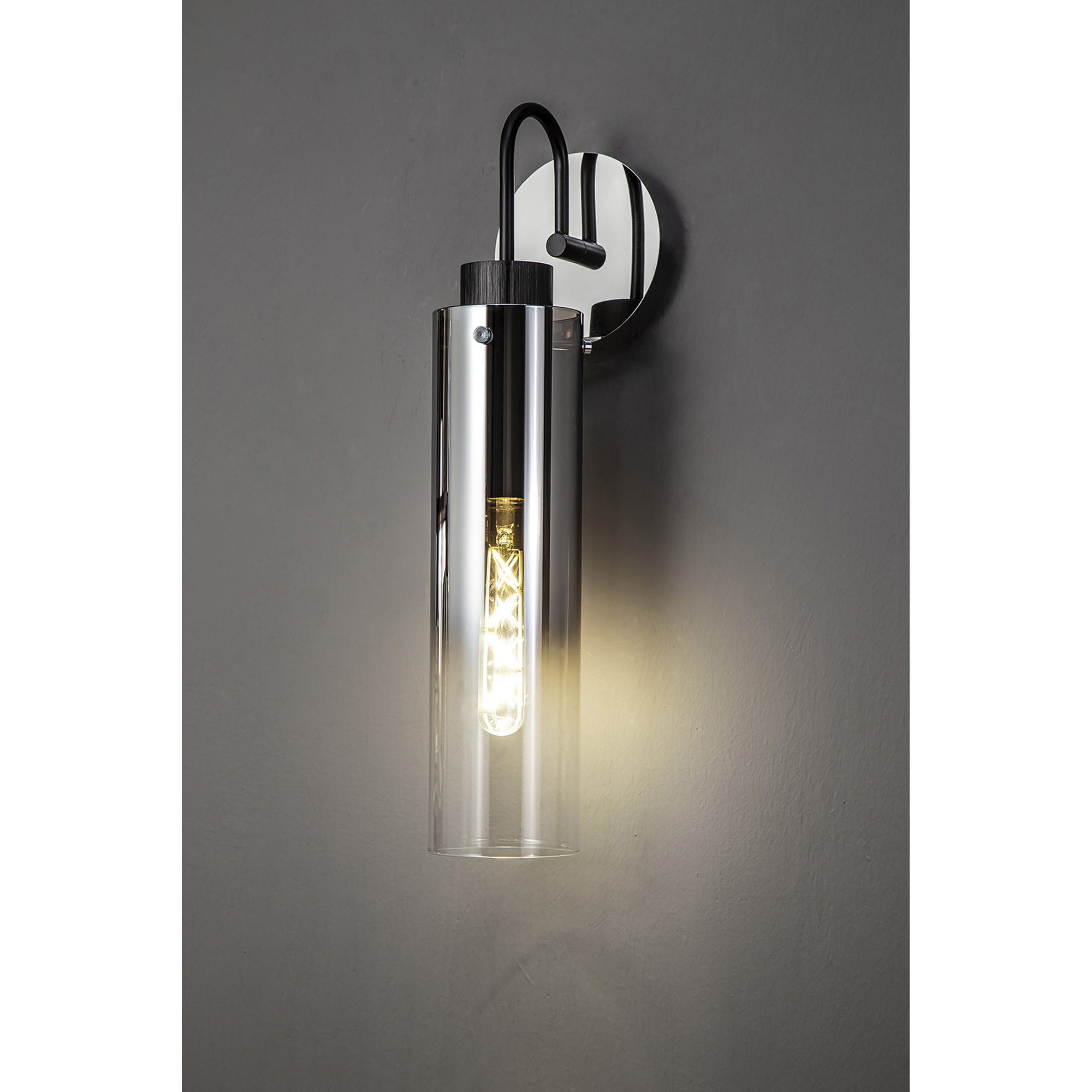 Fabula Kingfisher Single Wall Lamp - Black & Smoke Fade Glass