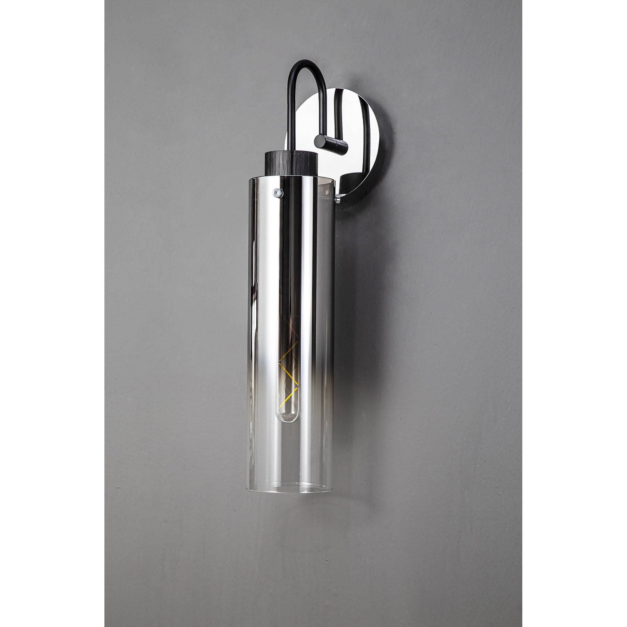 Fabula Kingfisher Single Wall Lamp - Black & Smoke Fade Glass