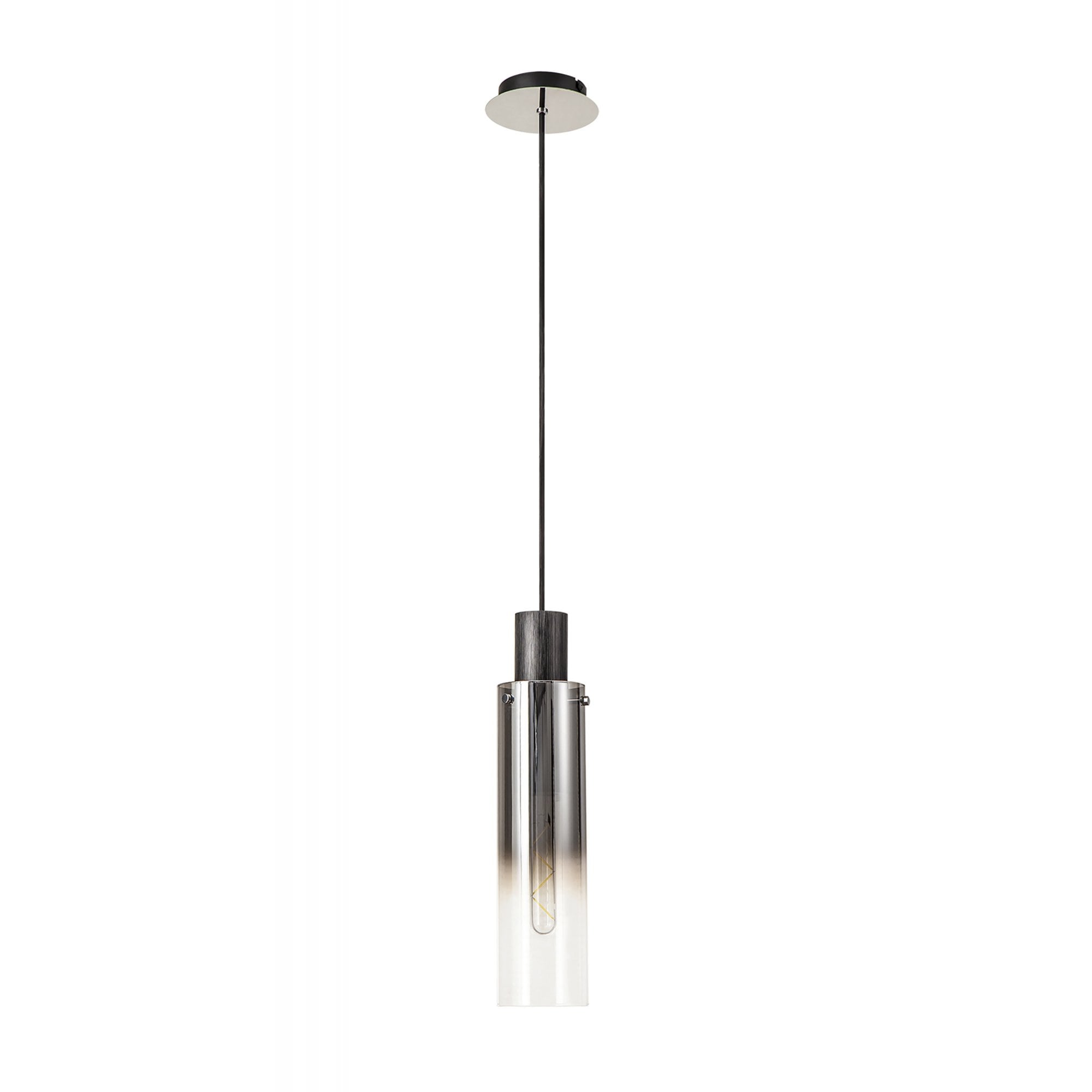 Fabula Kingfisher Single Adjustable Pendant - Black & Smoke Fade Glass