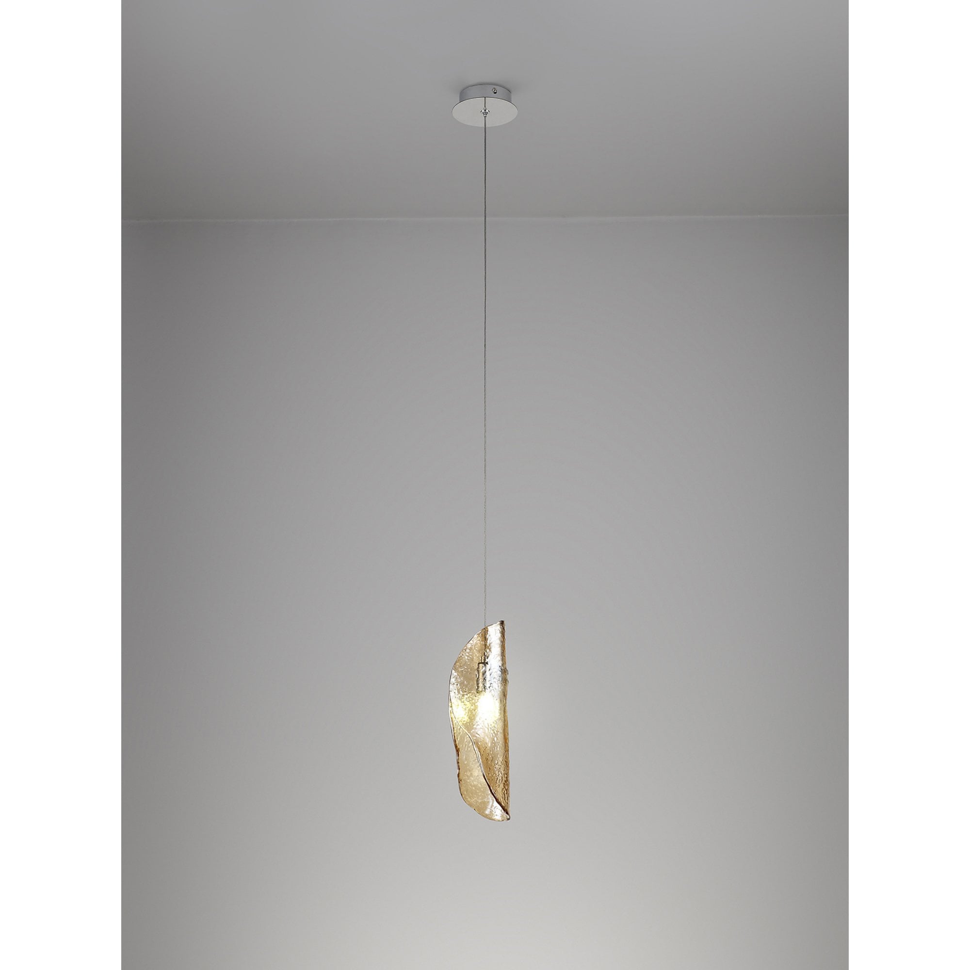 Fabula Chandos Single Pendant - Polished Chrome & Amber Glass