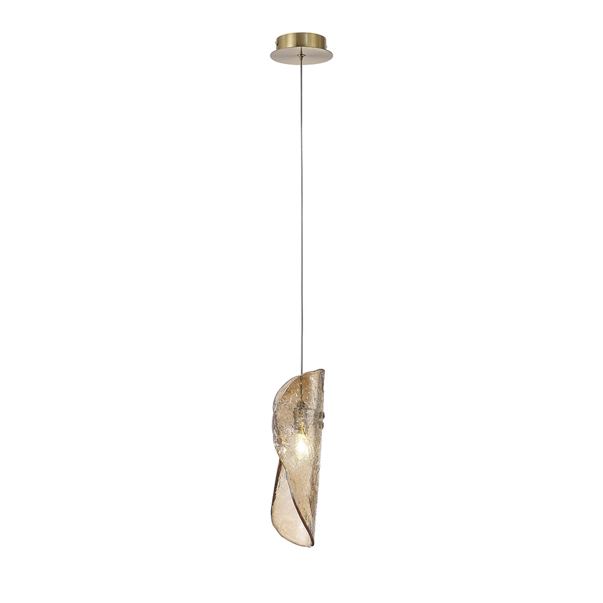 Fabula Treetops Single Pendant - Brass & Cognac Glass