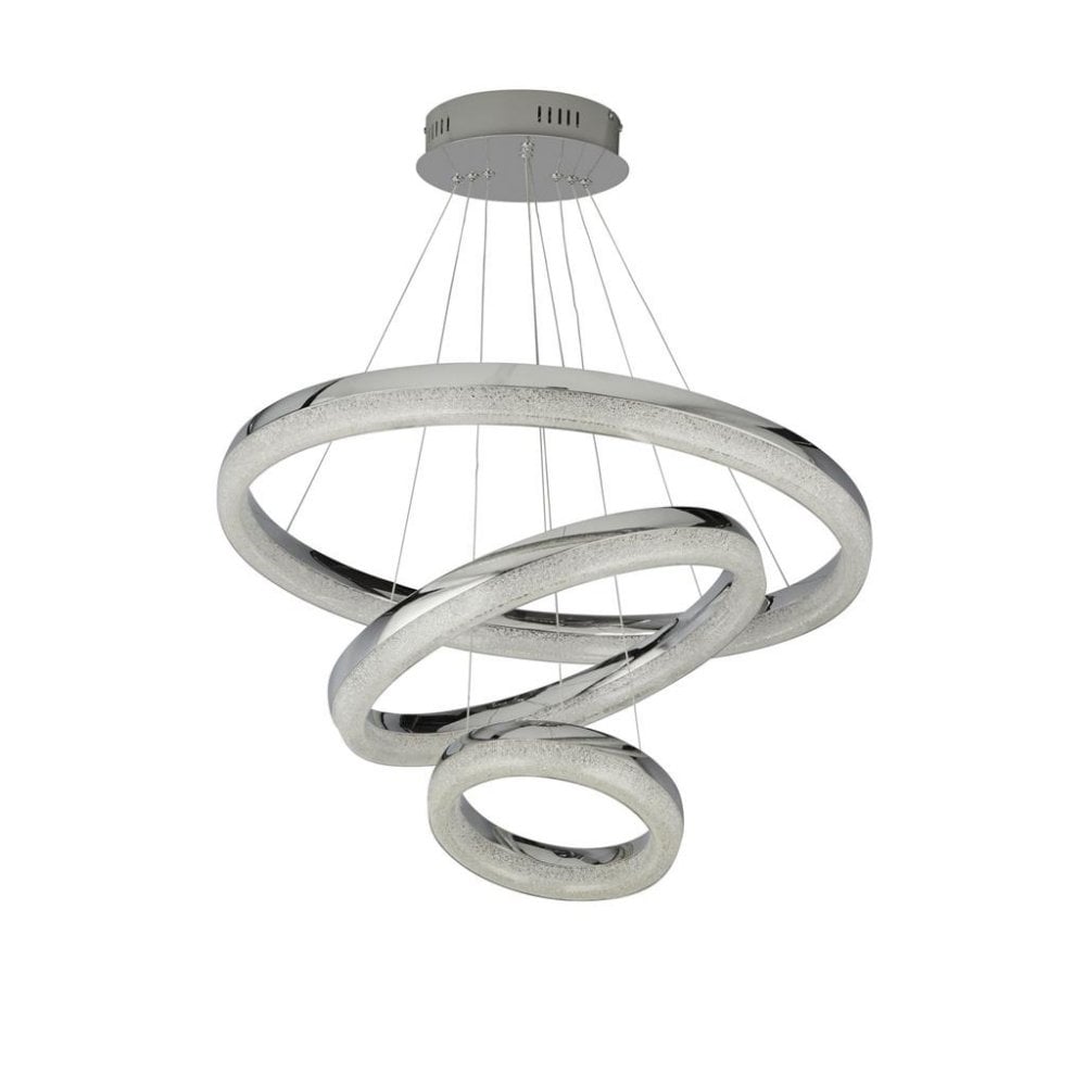 Searchlight Cirque 3 Light LED Ceiling Pendant - Chrome & Crushed Ice