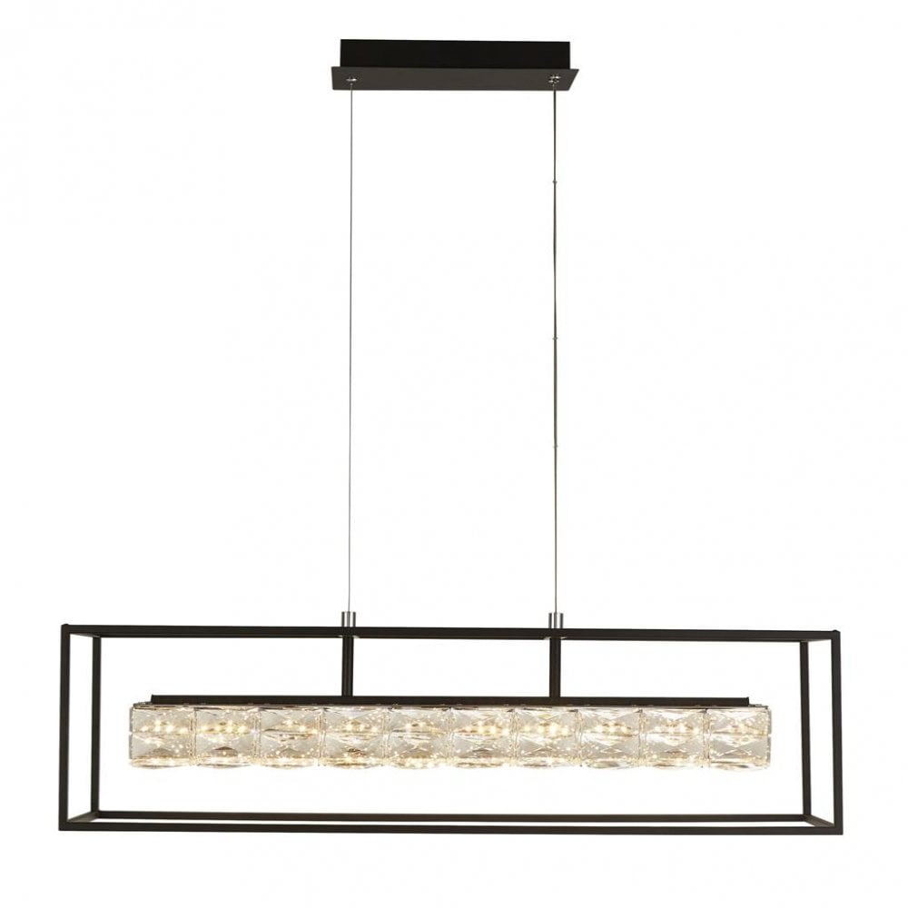 Searchlight Eden LED Pendant - Matt Black & Crystal