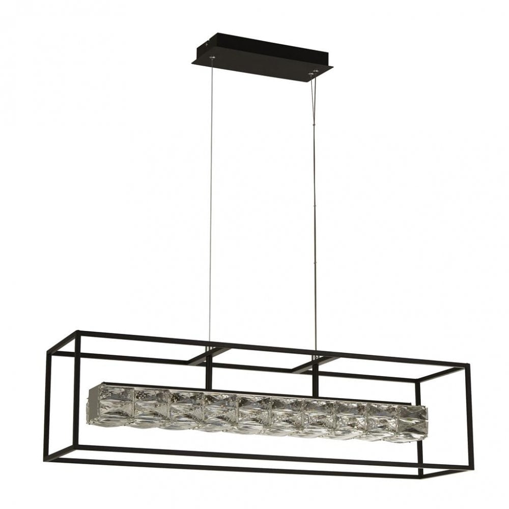 Searchlight Eden LED Pendant - Matt Black & Crystal