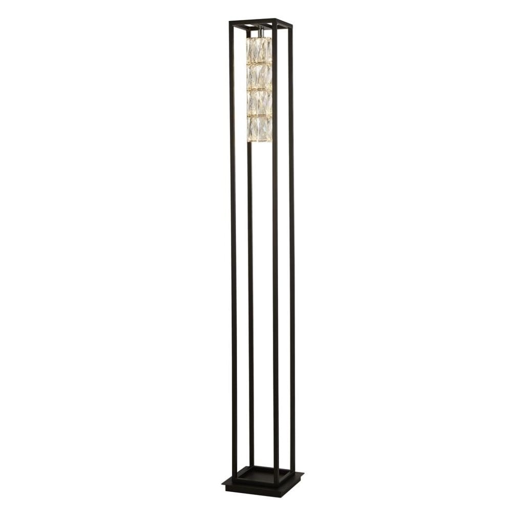 Searchlight Eden Floor Lamp - Matt Black & Crystal