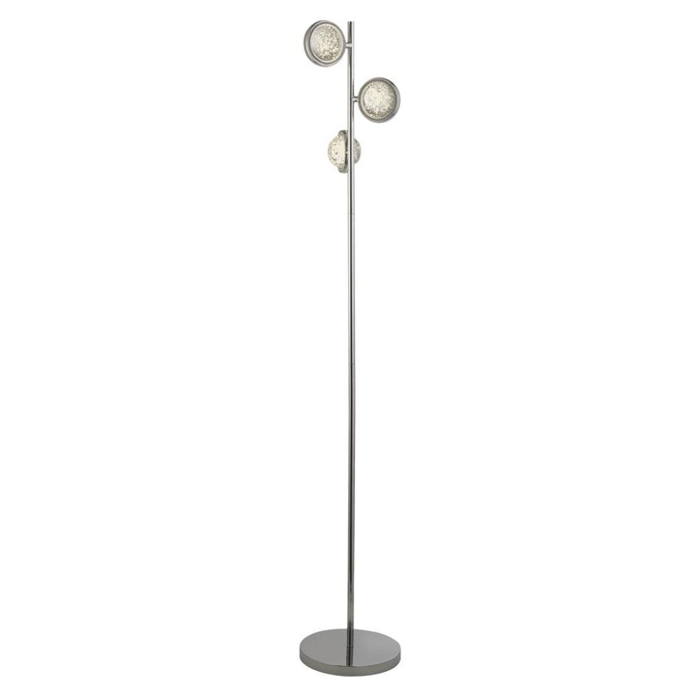 Searchlight Queensland 3 Light Floor Lamp - Chrome & Bubble Glass