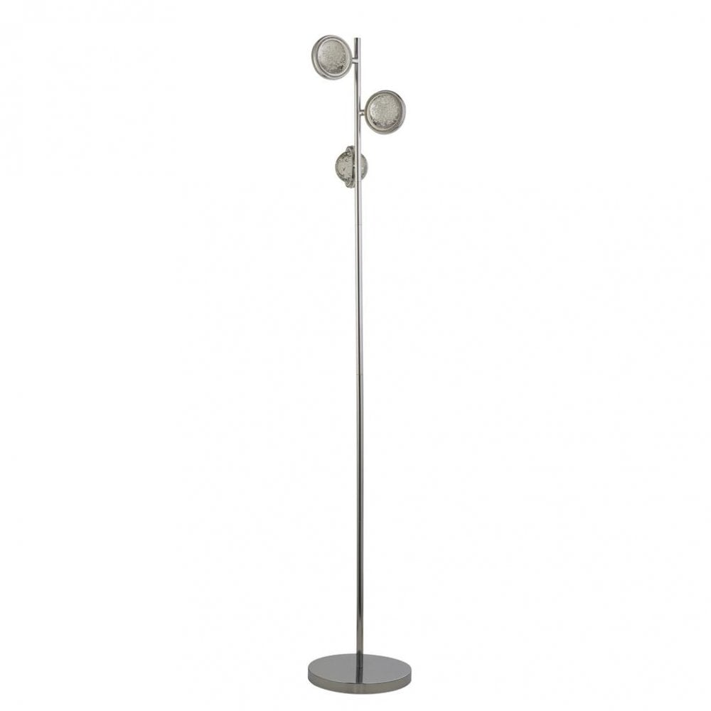 Searchlight Queensland 3 Light Floor Lamp - Chrome & Bubble Glass