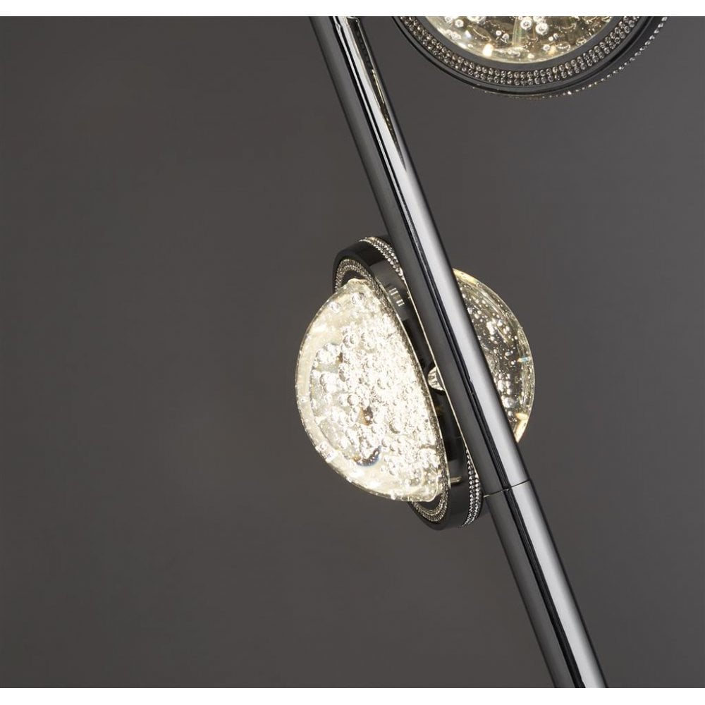 Searchlight Queensland 3 Light Floor Lamp - Chrome & Bubble Glass