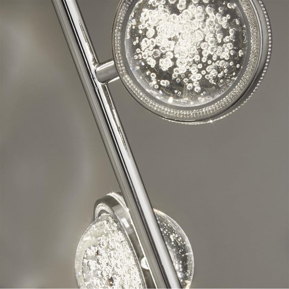 Searchlight Queensland 3 Light Floor Lamp - Chrome & Bubble Glass