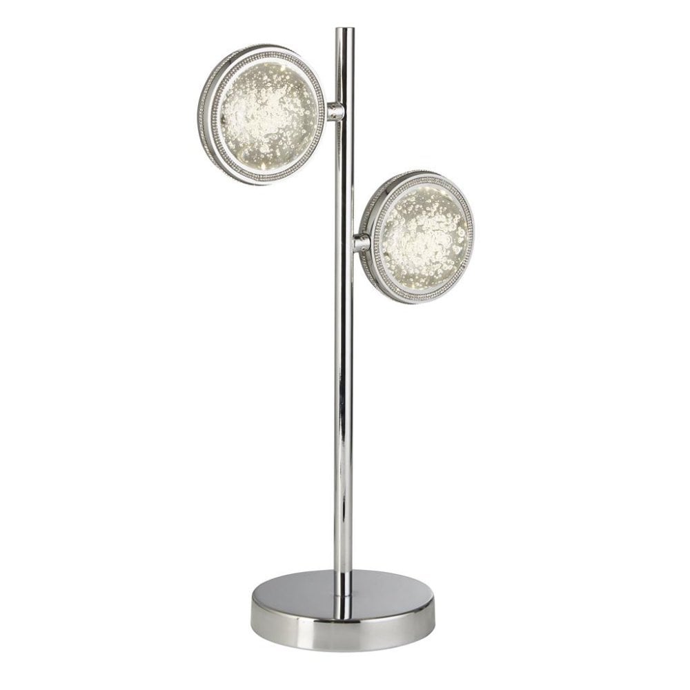 Searchlight Queensland 2 Light Table Lamp - Chrome & Bubble Glass