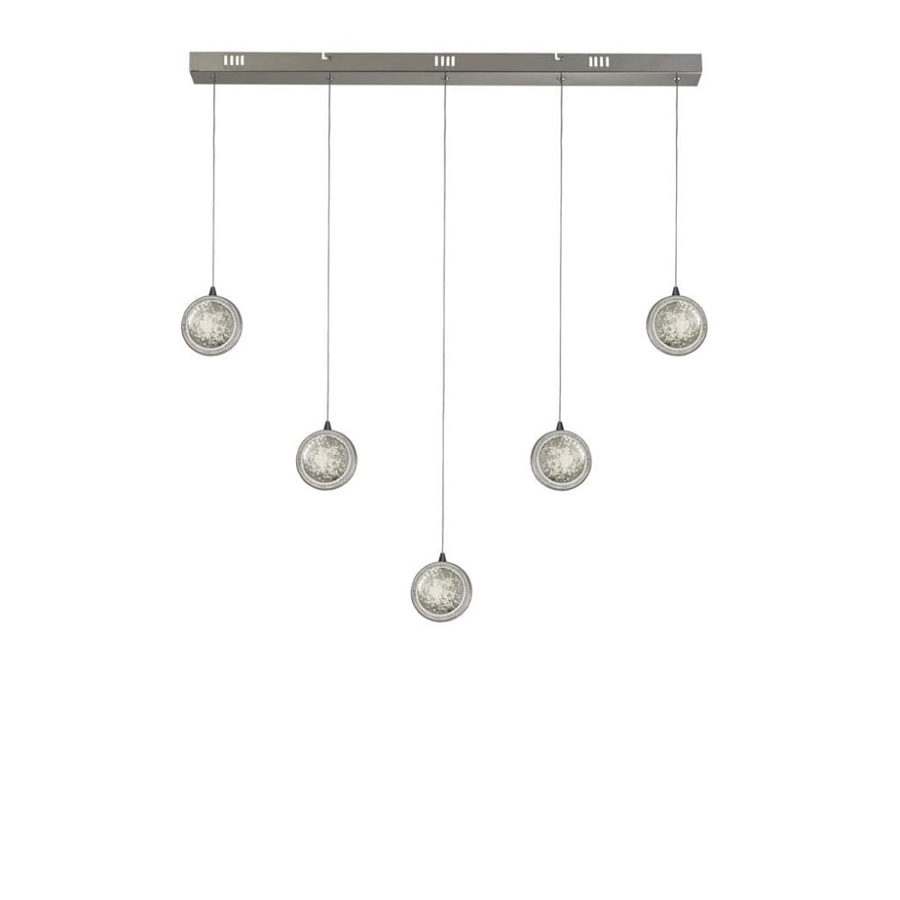 Searchlight Queensland 5 Light Bar Ceiling Pendant - Chrome & Bubble Glass