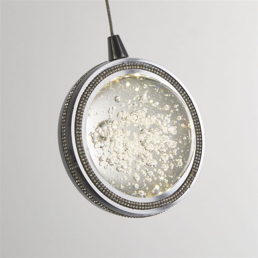 Searchlight Queensland 5 Light Bar Ceiling Pendant - Chrome & Bubble Glass