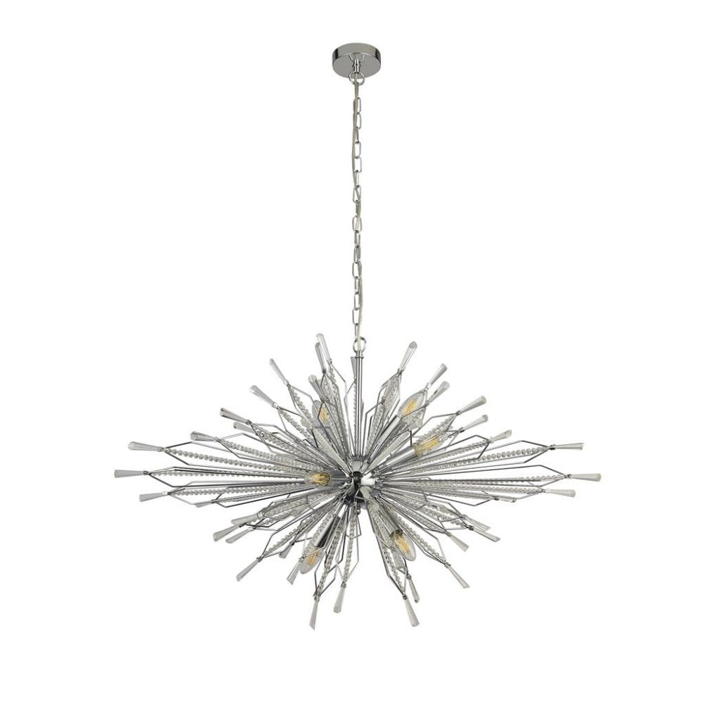 Searchlight St Albans 8 Light Ceiling Pendant - Chrome & Glass