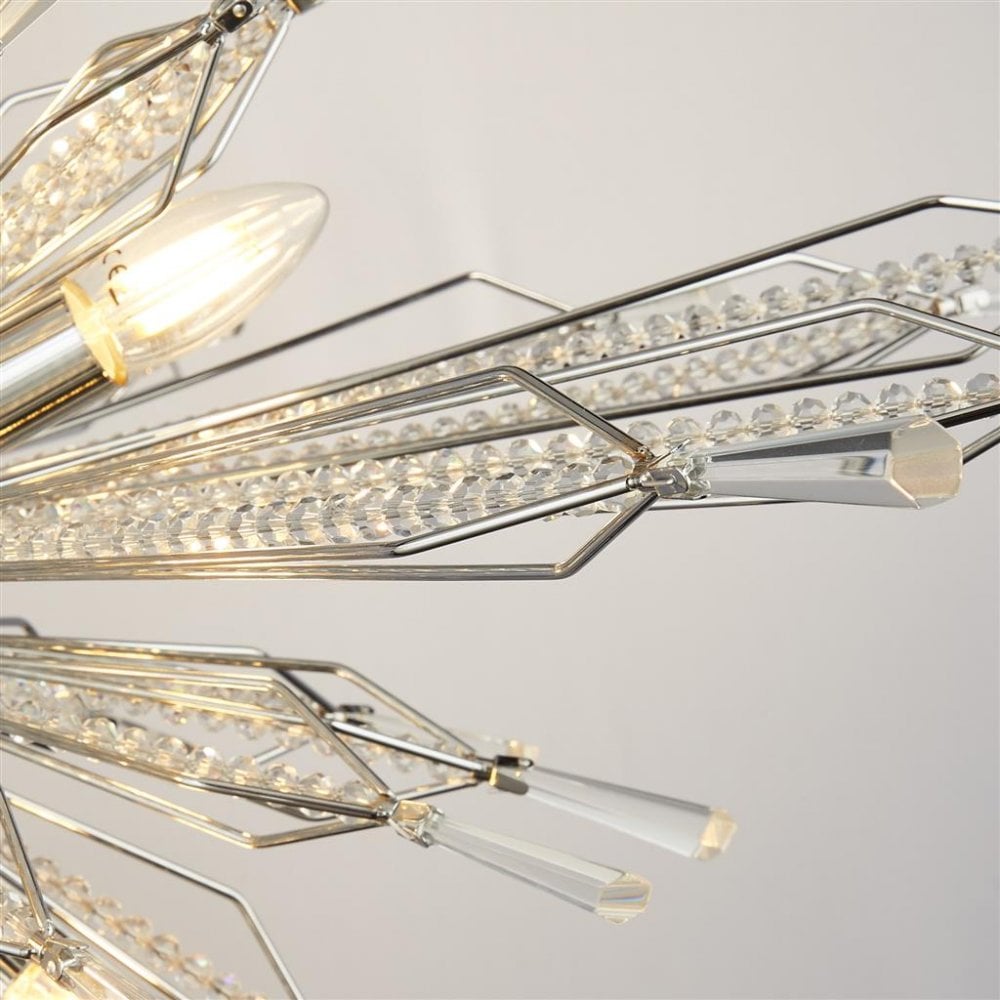 Searchlight St Albans 8 Light Ceiling Pendant - Chrome & Glass