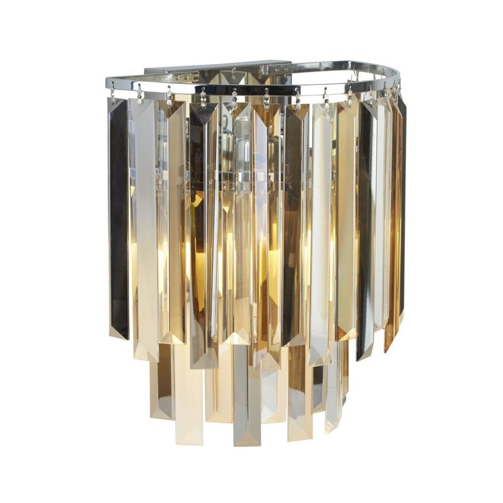 Searchlight Carlingford 2 Light Wall Light - Chrome & Glass Prisms