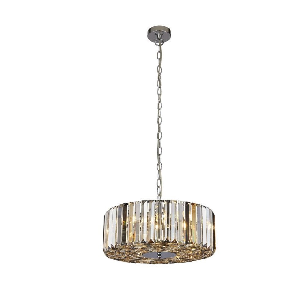 Searchlight Cameron 4 Light Pendant/Semi-Flush- Amber, Smoke & Clear Crystal