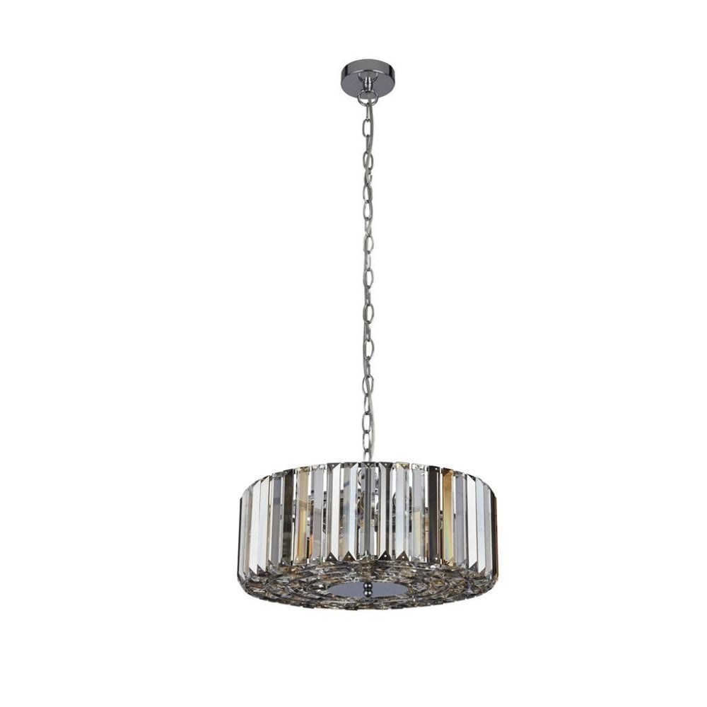 Searchlight Cameron 4 Light Pendant/Semi-Flush- Amber, Smoke & Clear Crystal