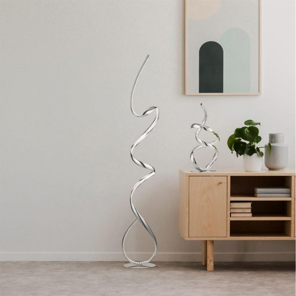 Searchlight Tennyson Arm LED Table Lamp - Chrome & Clear Crystal