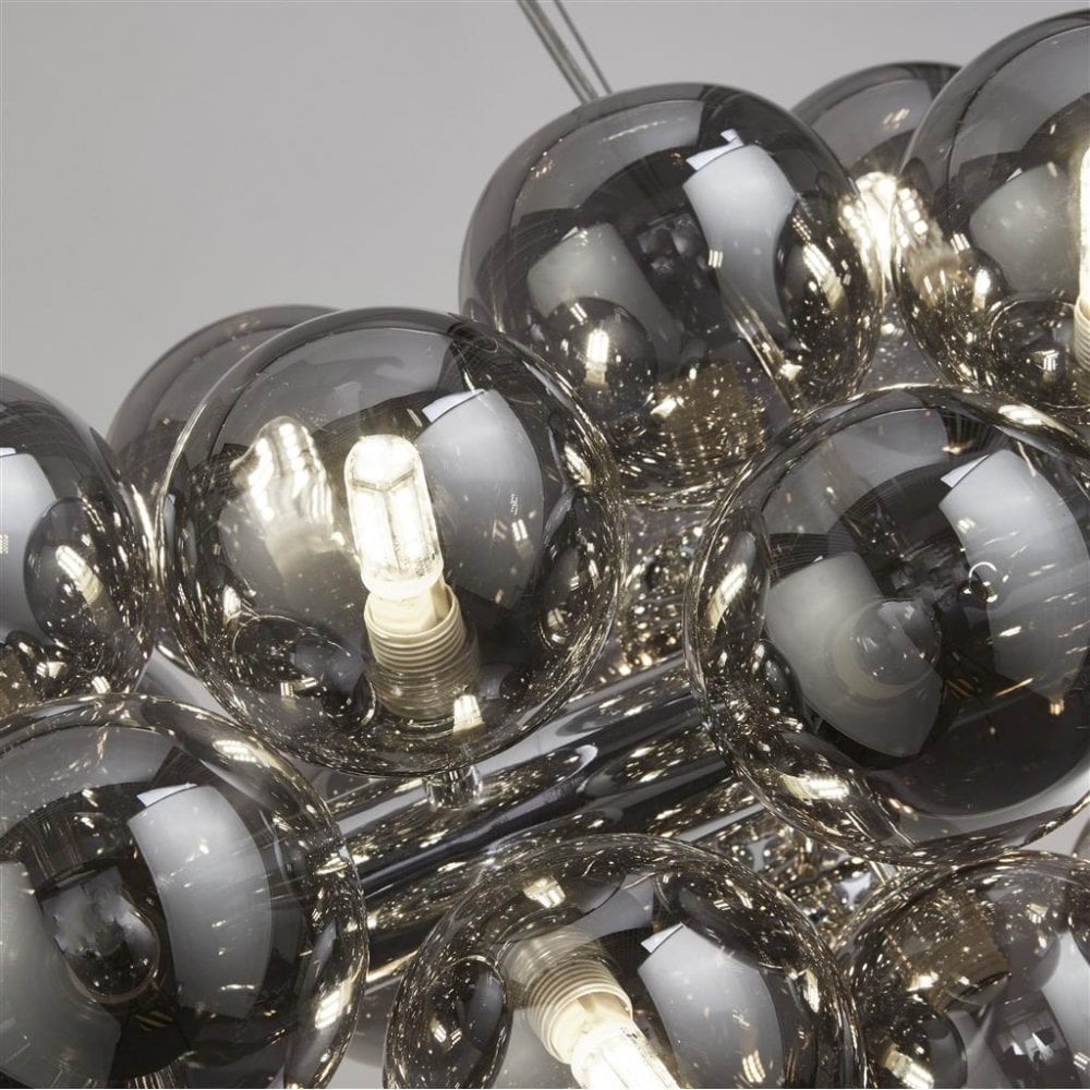 Searchlight Beau 25 Light Ceiling Pendant - Chrome & Smoked Glass