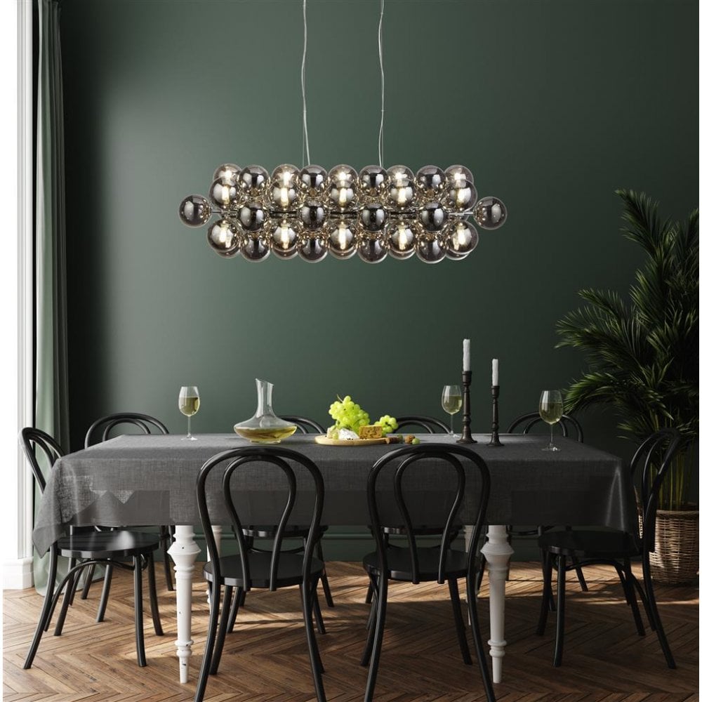 Searchlight Beau 25 Light Ceiling Pendant - Chrome & Smoked Glass