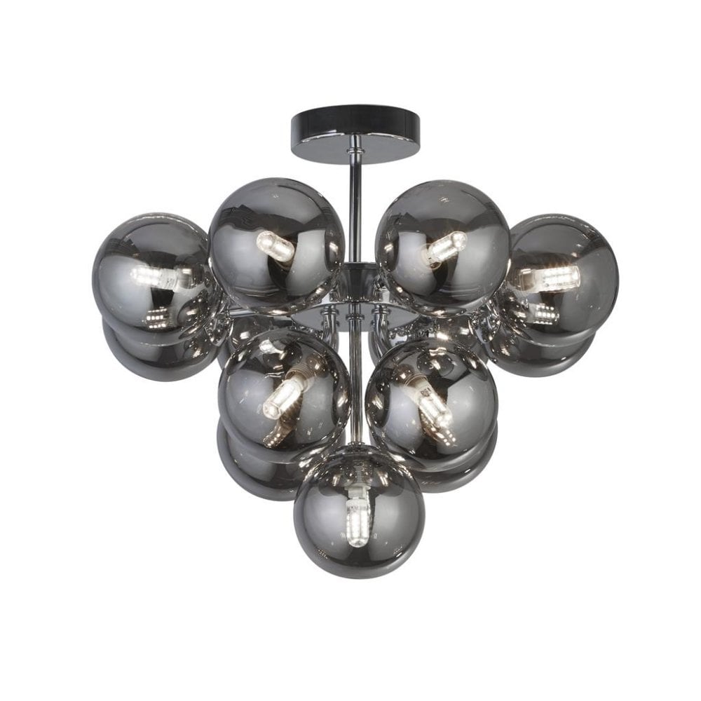 Searchlight Beau 13 Light Ceiling Pendant - Chrome & Smoked Glass