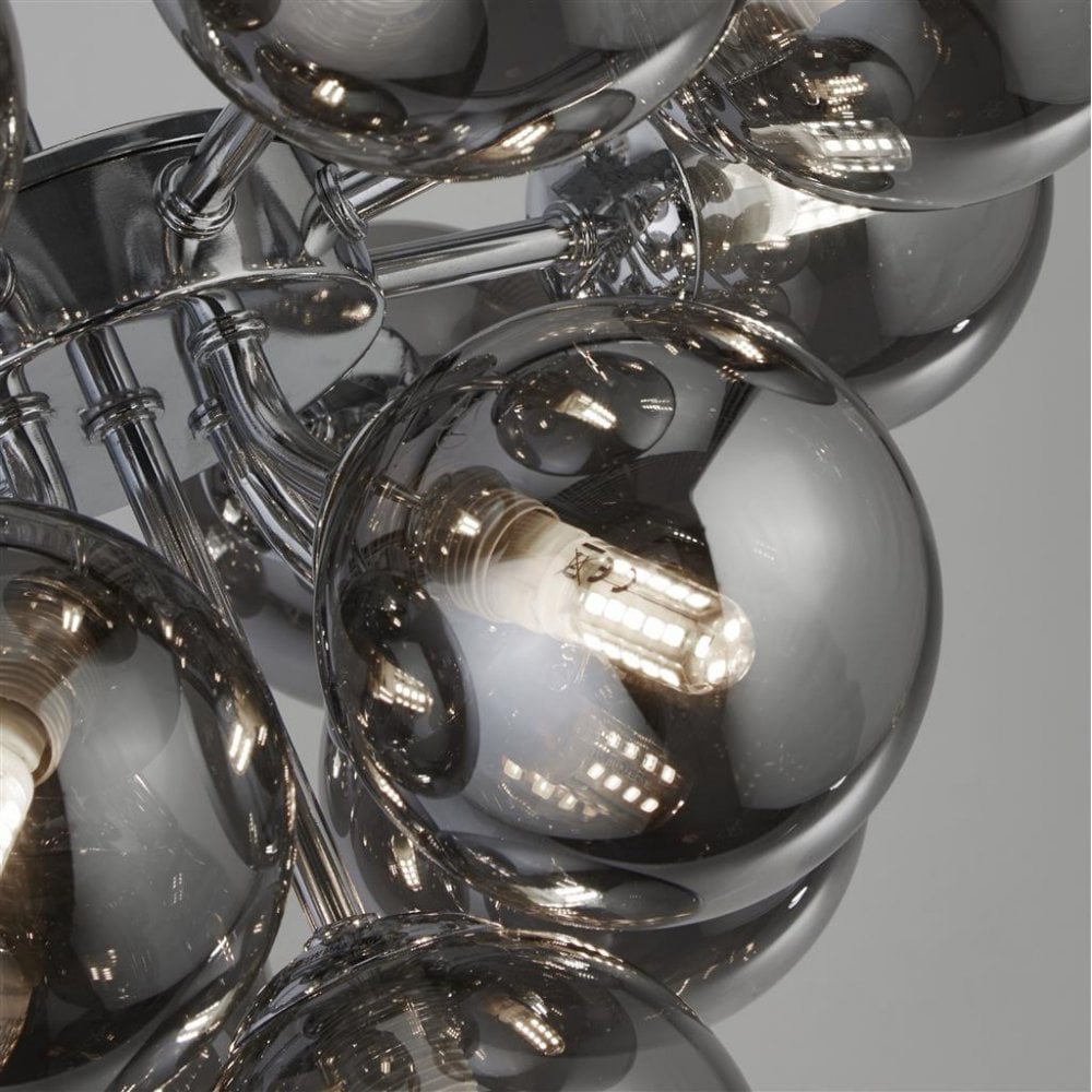 Searchlight Beau 13 Light Ceiling Pendant - Chrome & Smoked Glass