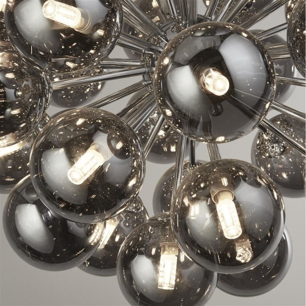 Searchlight Beau 27 Light Ceiling Pendant - Chrome & Smoked Glass