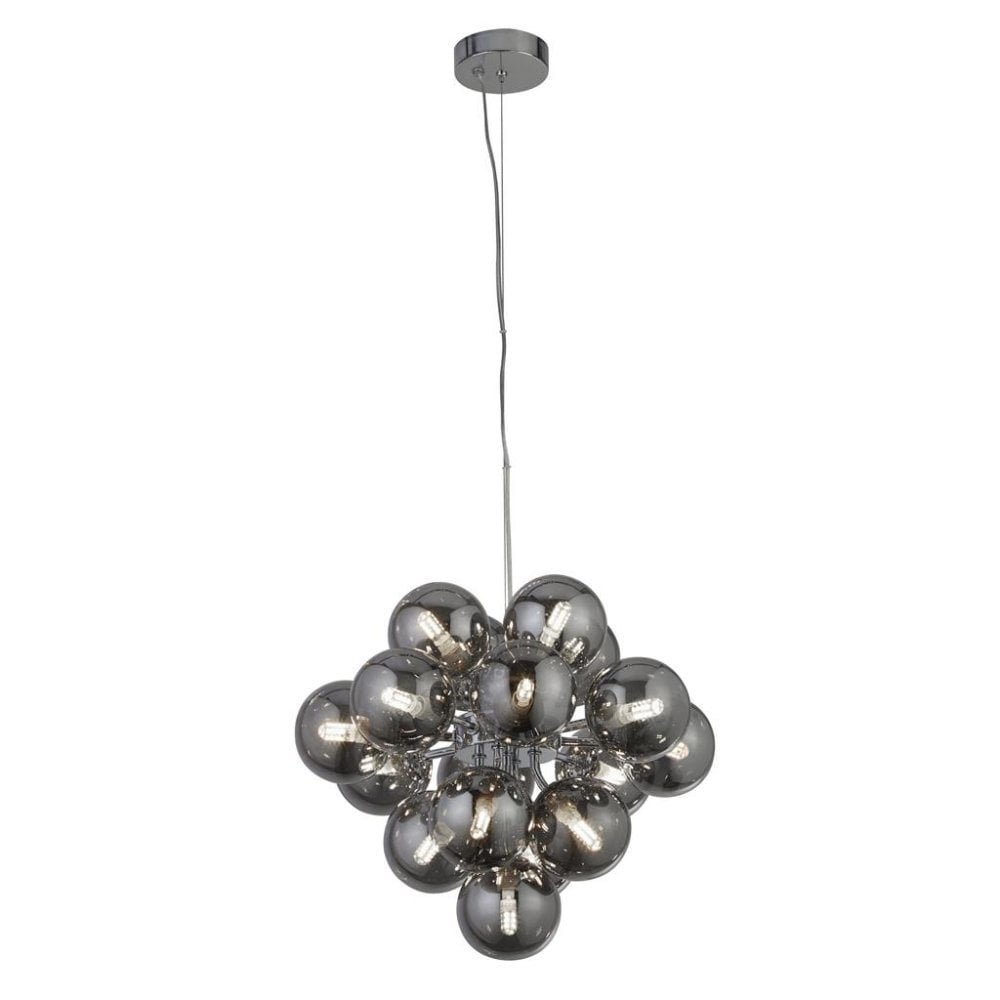 Searchlight Beau 17 Light Ceiling Pendant - Chrome & Smoked Glass